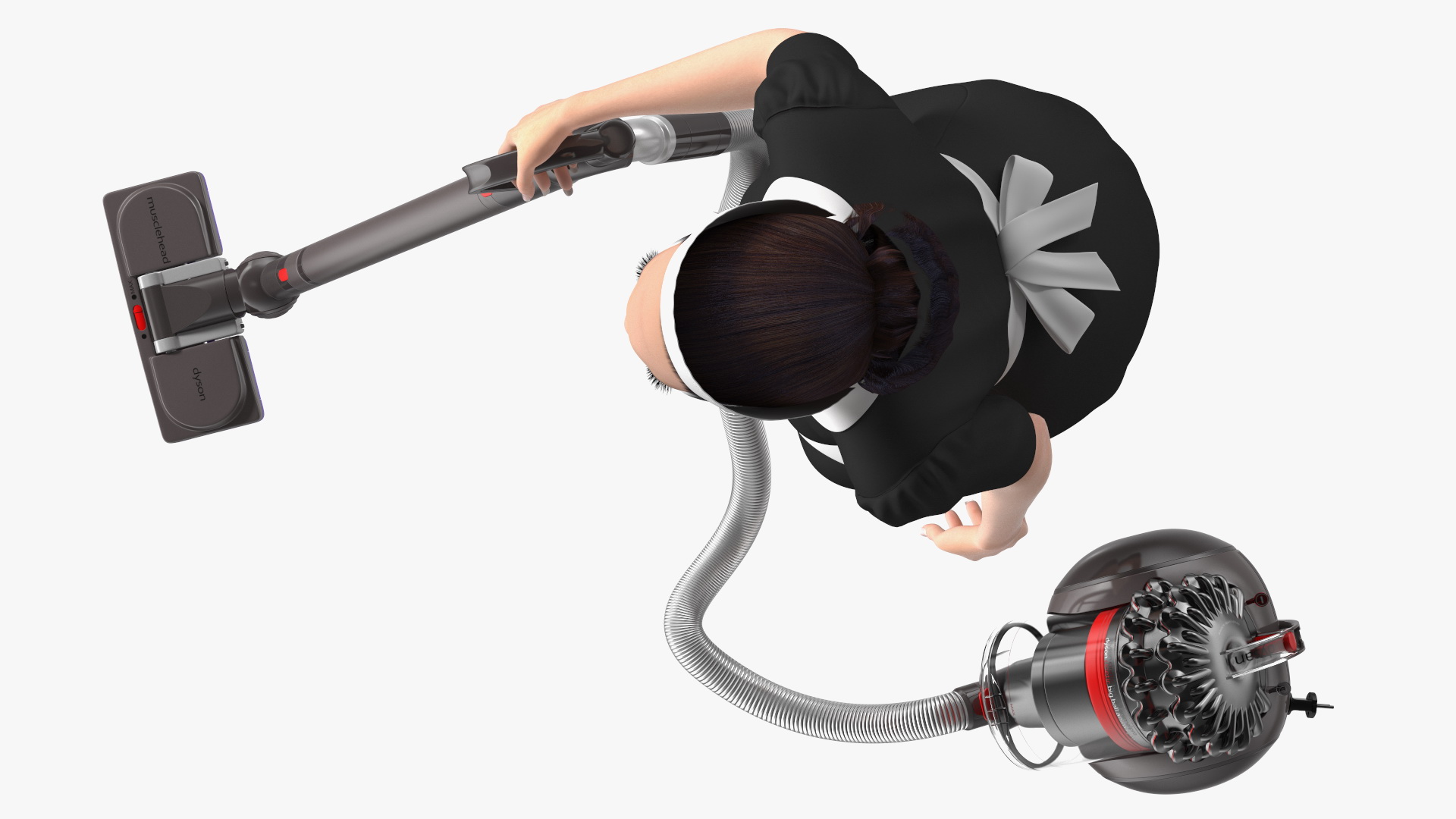 3D Light Skin Black Maid with Dyson Big Ball Vacuum Cleaner