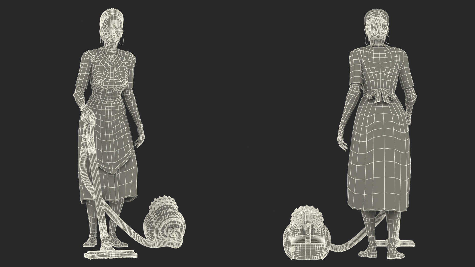 3D Light Skin Black Maid with Dyson Big Ball Vacuum Cleaner