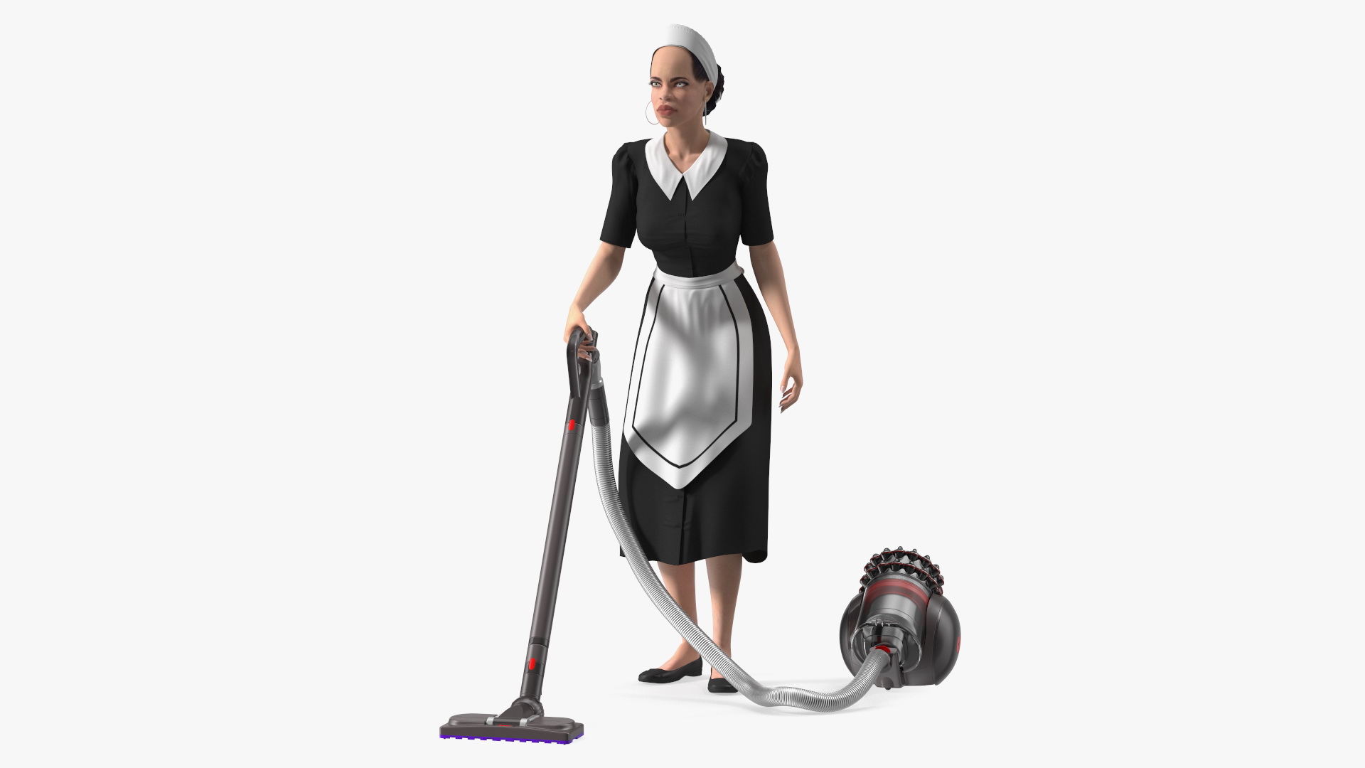 3D Light Skin Black Maid with Dyson Big Ball Vacuum Cleaner