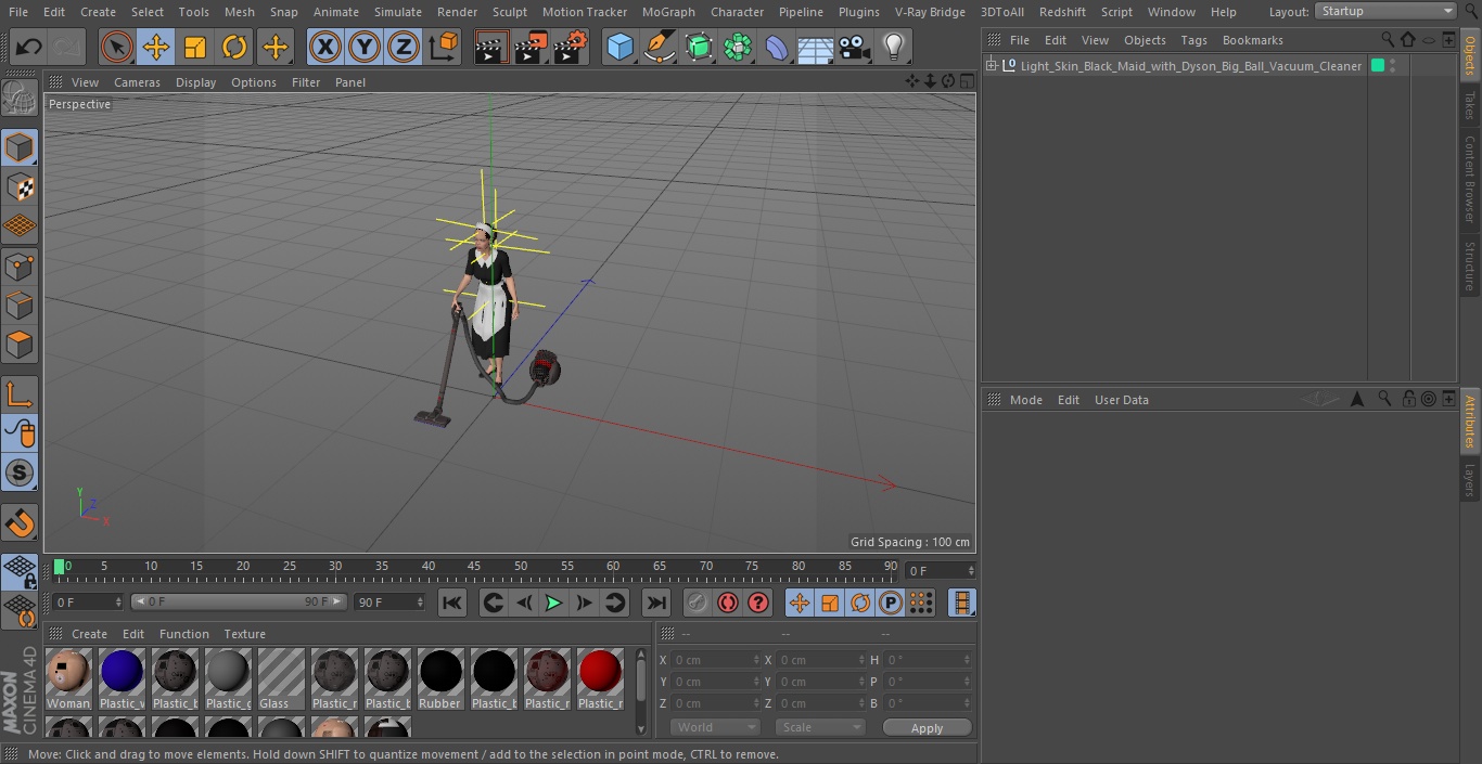 3D Light Skin Black Maid with Dyson Big Ball Vacuum Cleaner