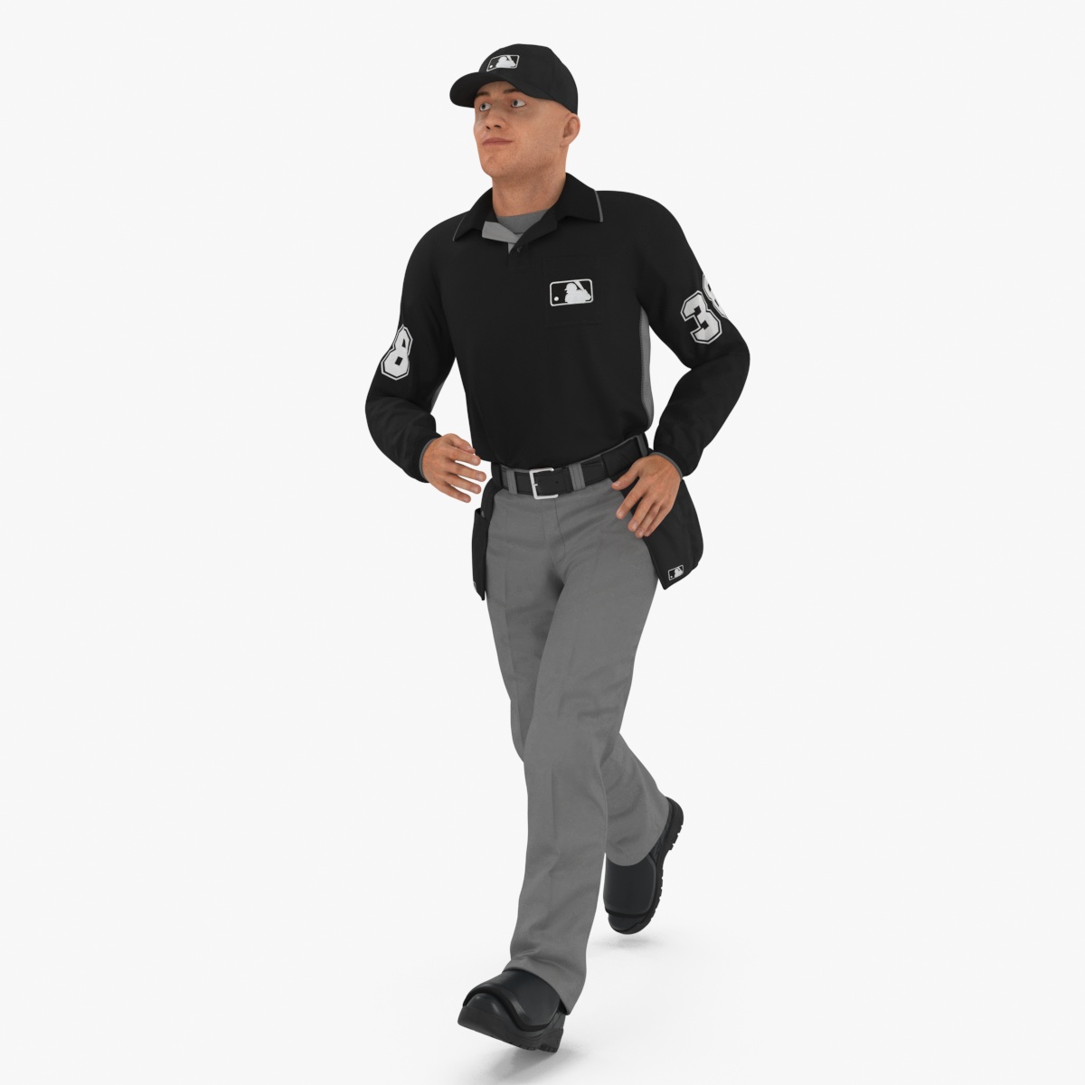 Baseball Umpire in Cap Rigged 3D model