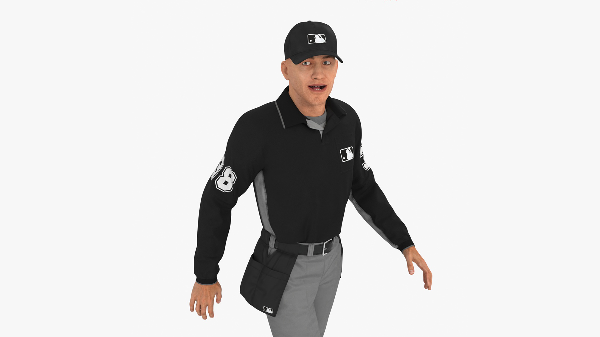 Baseball Umpire in Cap Rigged 3D model
