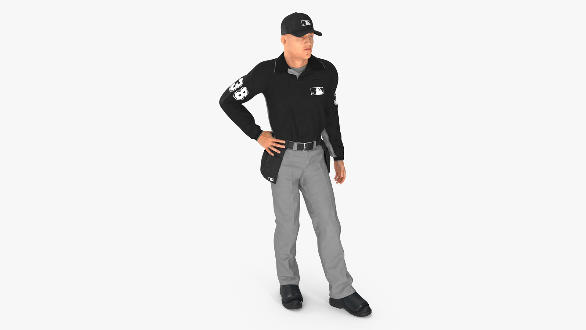 Baseball Umpire in Cap Rigged 3D model