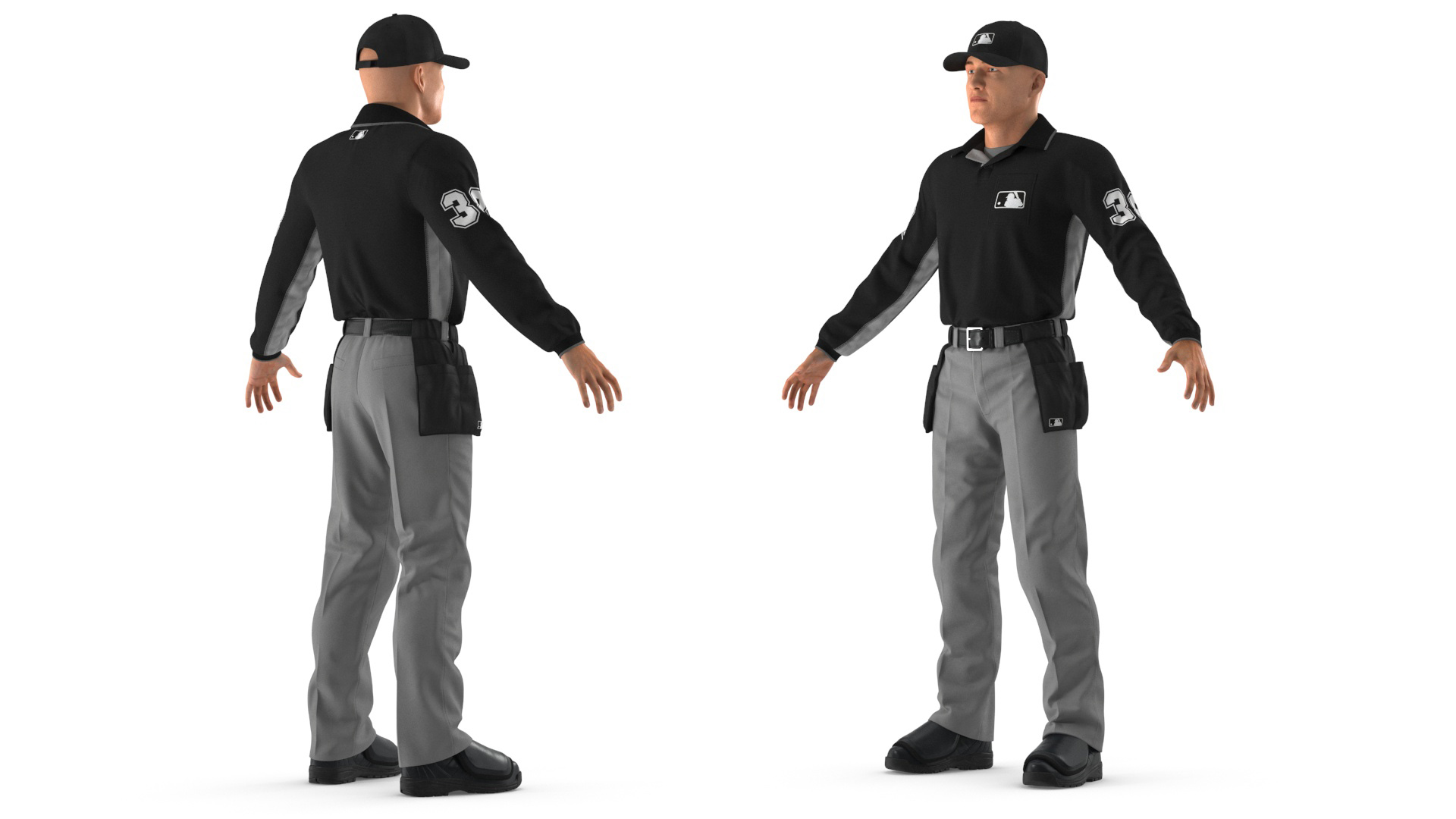Baseball Umpire in Cap Rigged 3D model