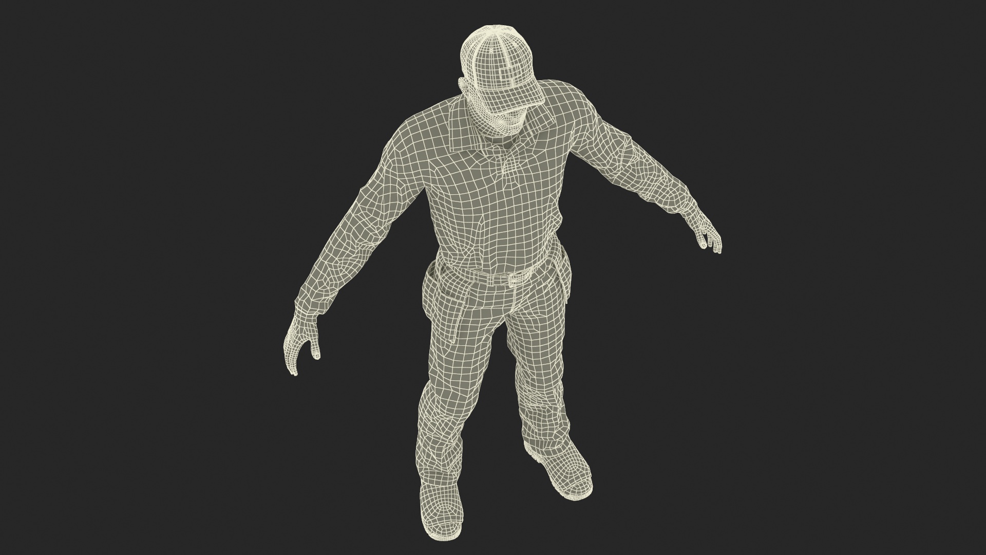 Baseball Umpire in Cap Rigged 3D model