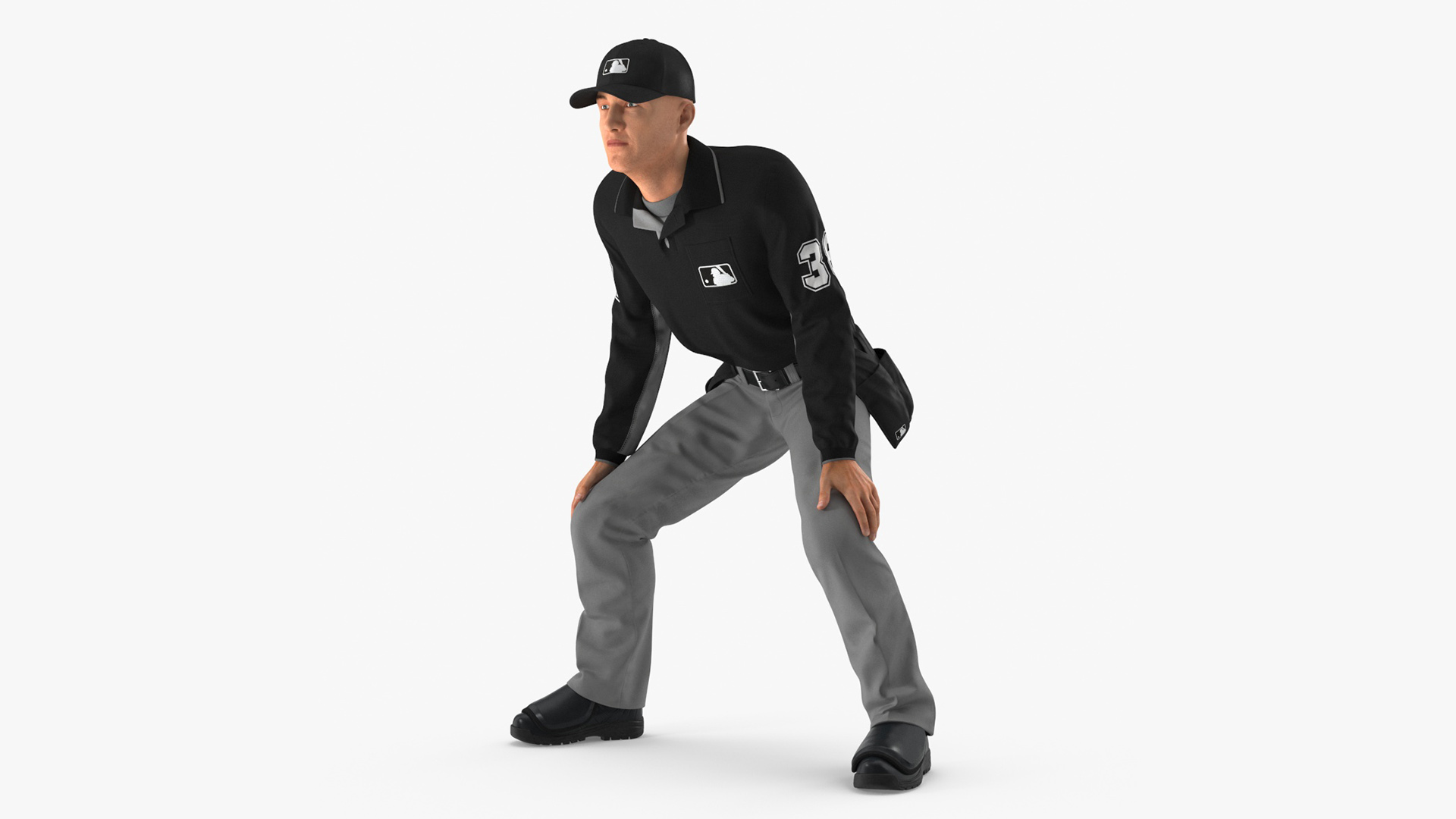 Baseball Umpire in Cap Rigged 3D model