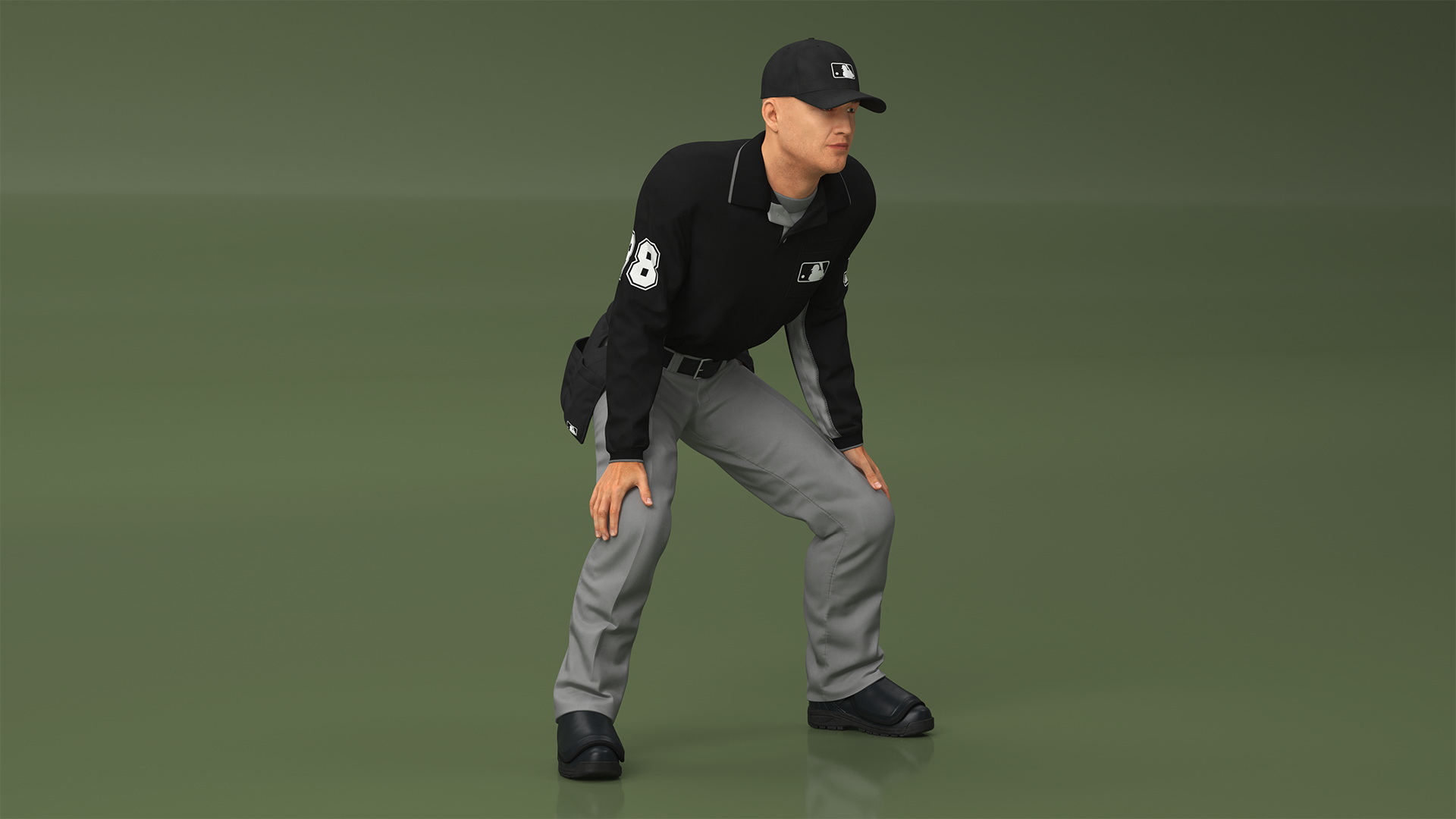 Baseball Umpire in Cap Rigged 3D model