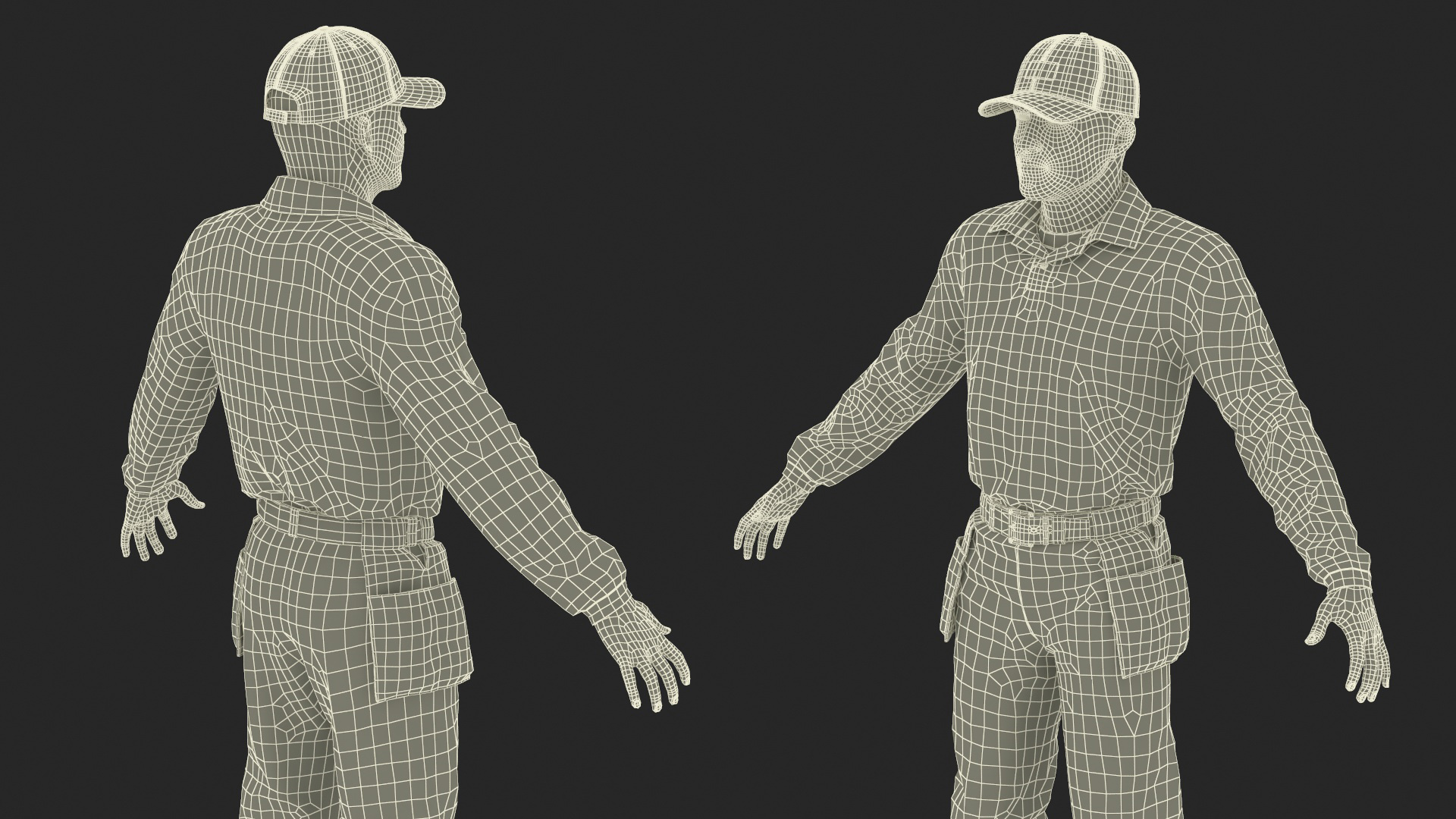 Baseball Umpire in Cap Rigged 3D model