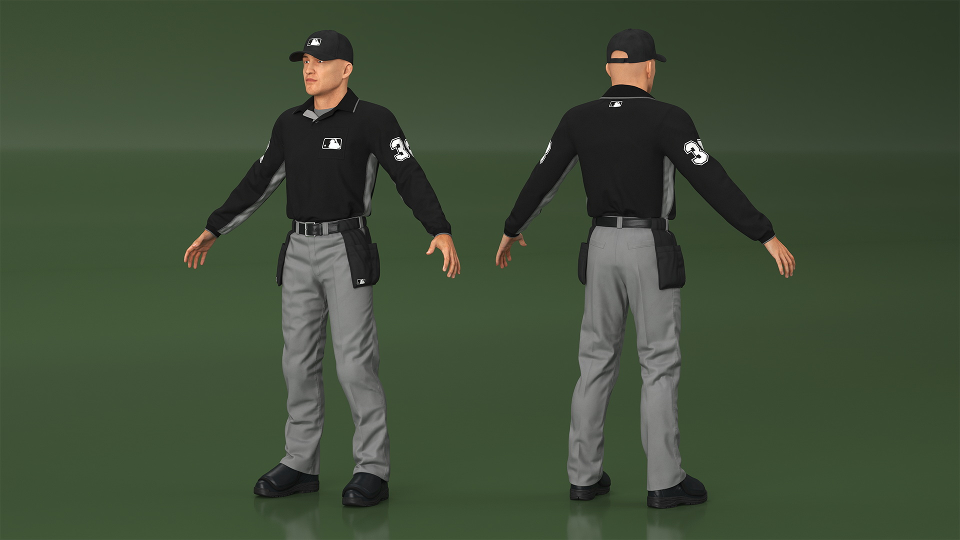 Baseball Umpire in Cap Rigged 3D model