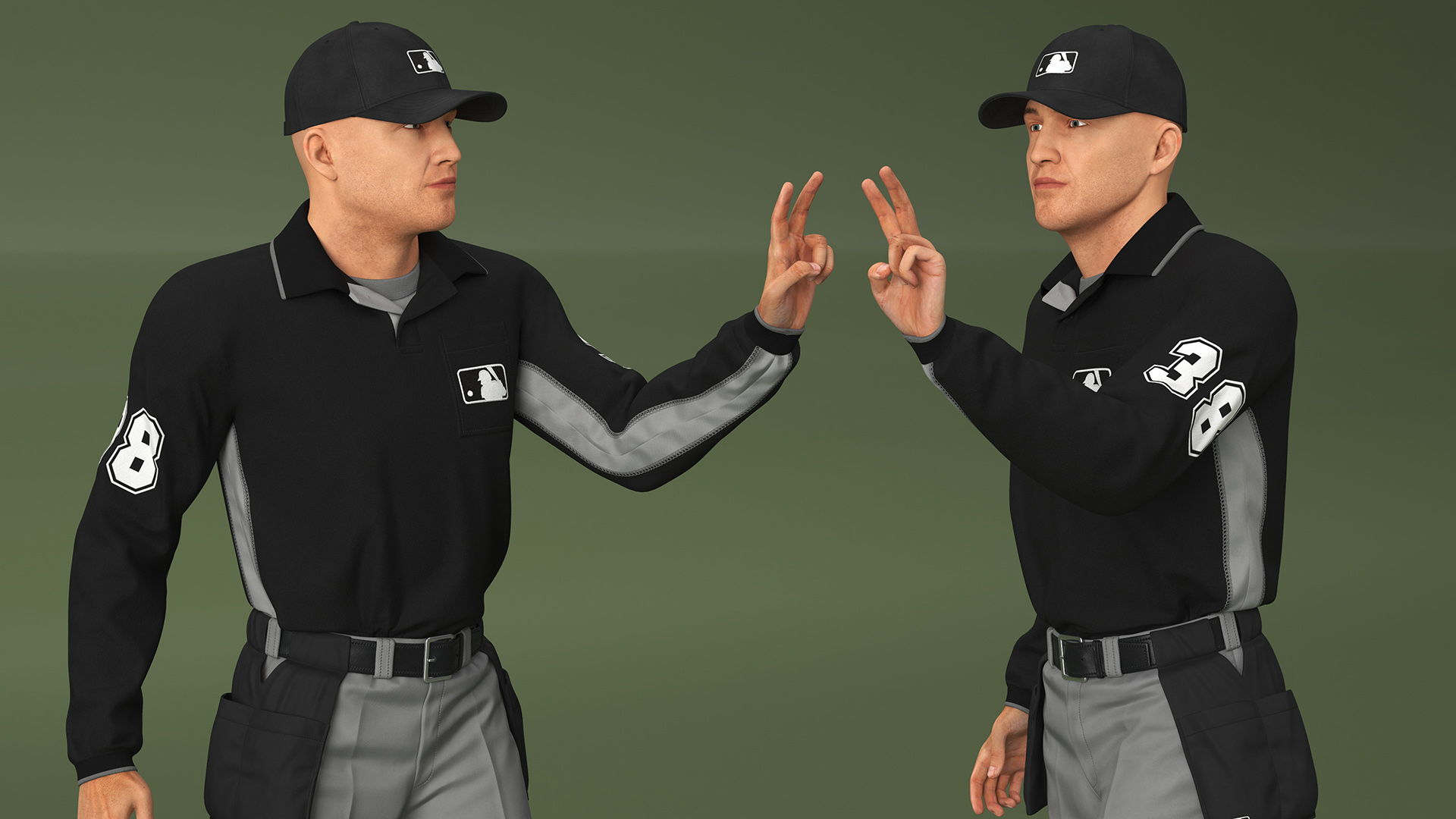Baseball Umpire in Cap Rigged 3D model