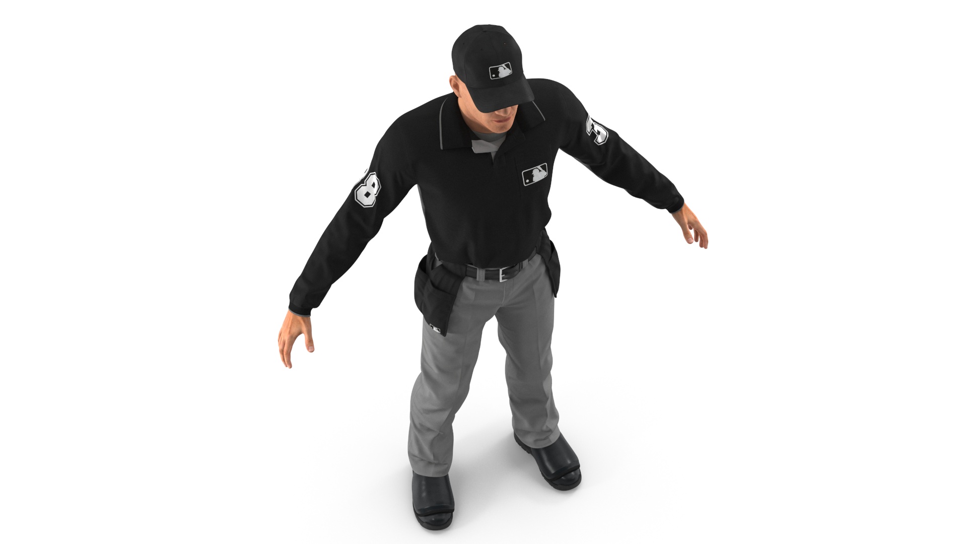 Baseball Umpire in Cap Rigged 3D model