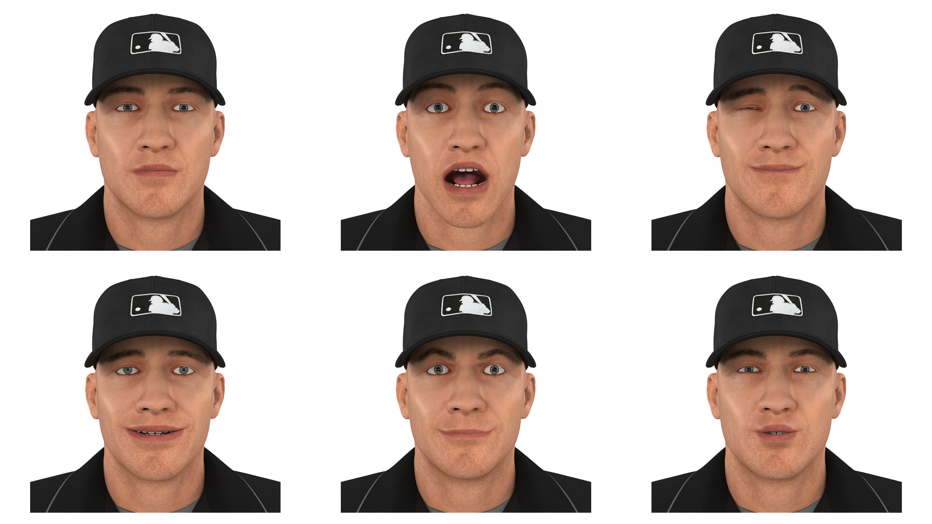 Baseball Umpire in Cap Rigged 3D model