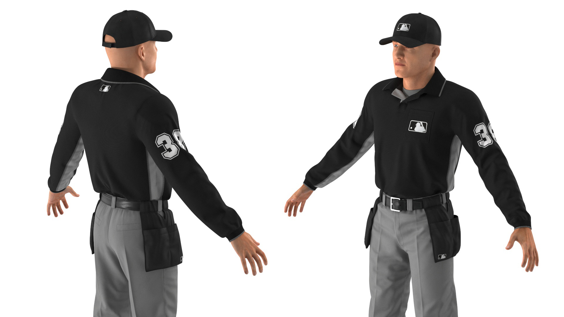 Baseball Umpire in Cap Rigged 3D model