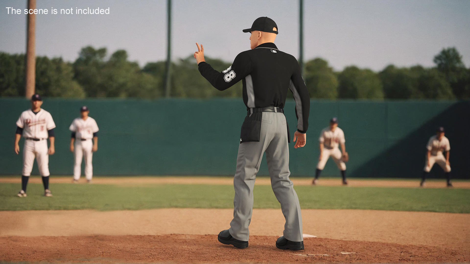 Baseball Umpire in Cap Rigged 3D model