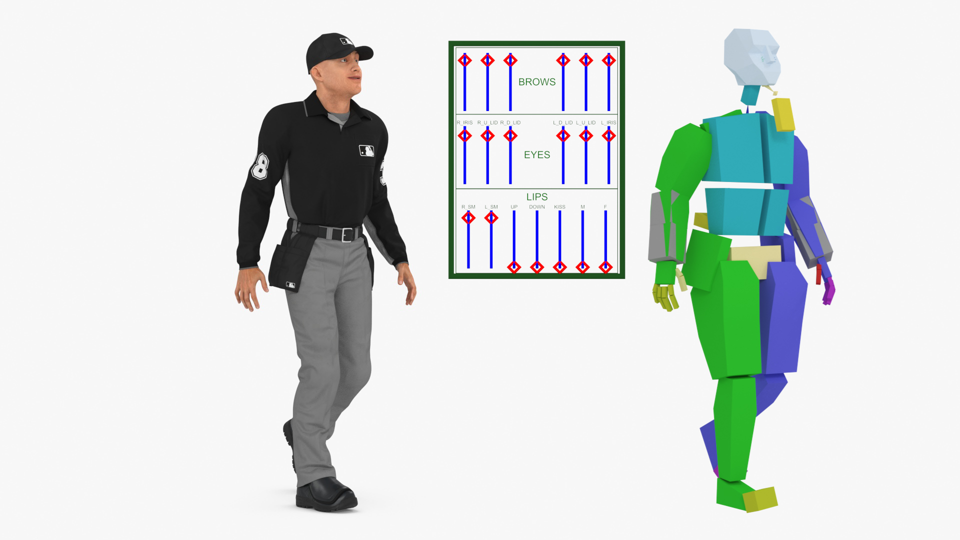 Baseball Umpire in Cap Rigged 3D model