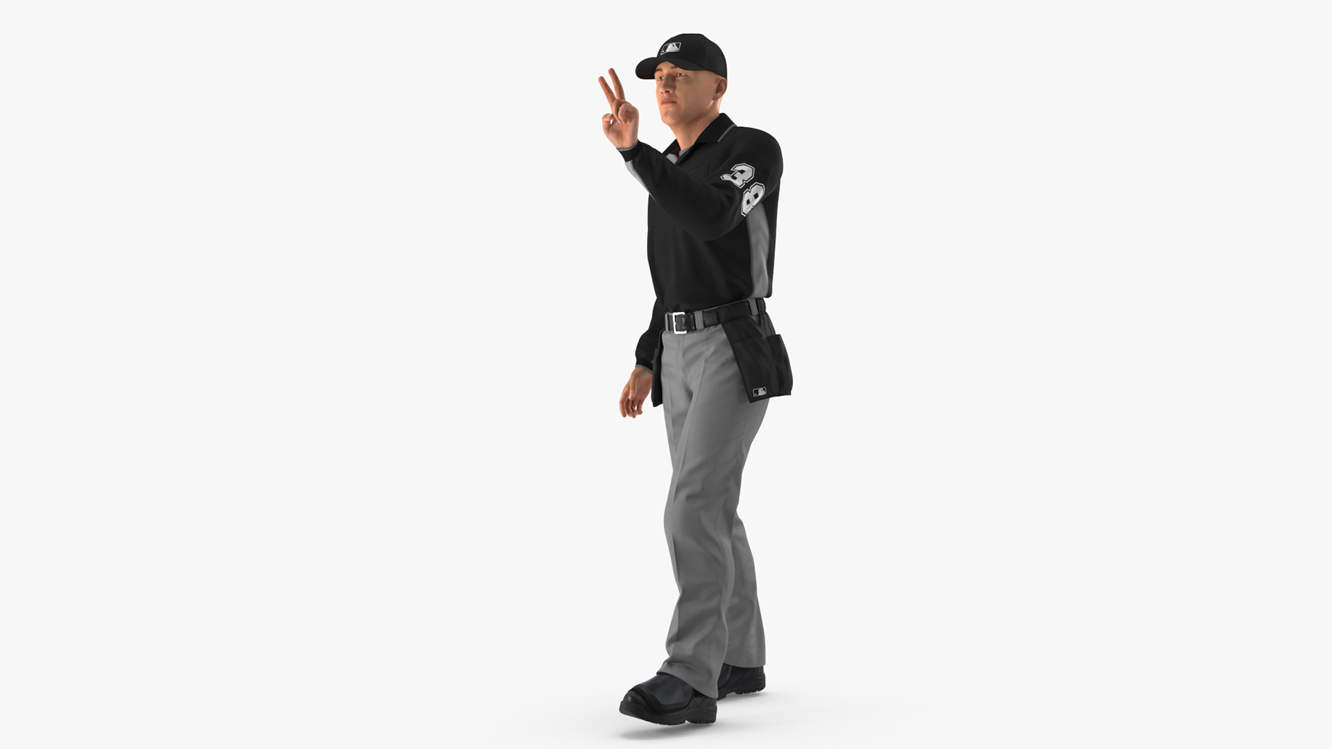 Baseball Umpire in Cap Rigged 3D model