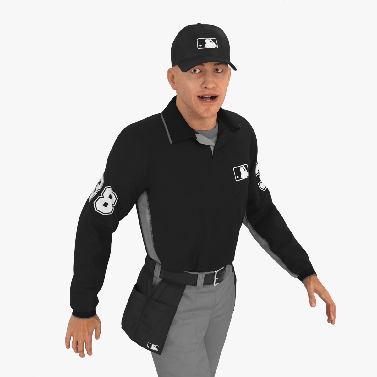 Baseball Umpire in Cap Rigged 3D model