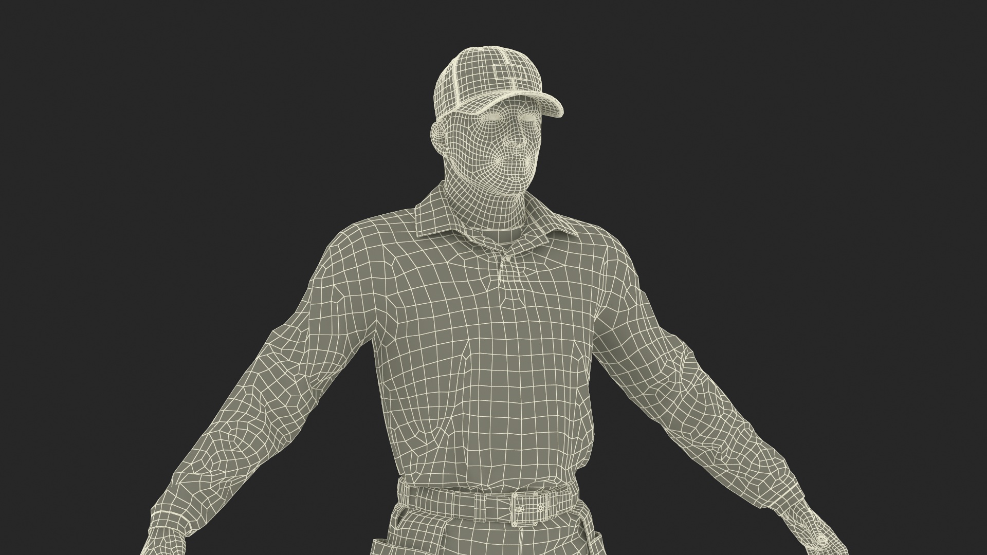 Baseball Umpire in Cap Rigged 3D model