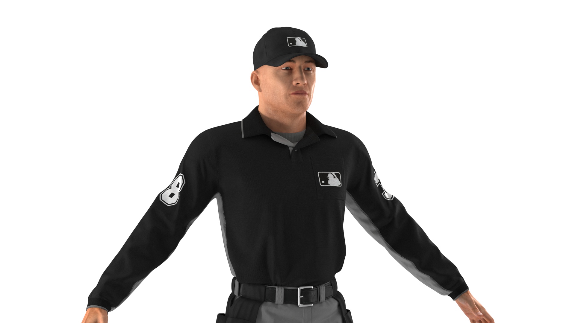 Baseball Umpire in Cap Rigged 3D model