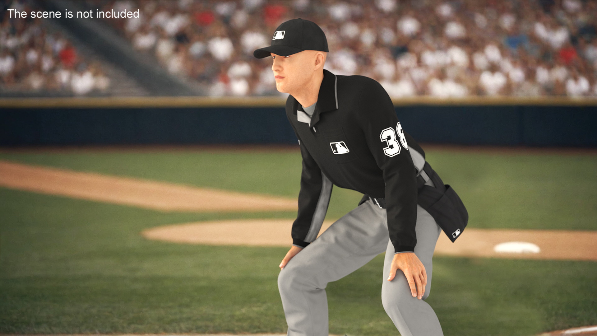 Baseball Umpire in Cap Rigged 3D model