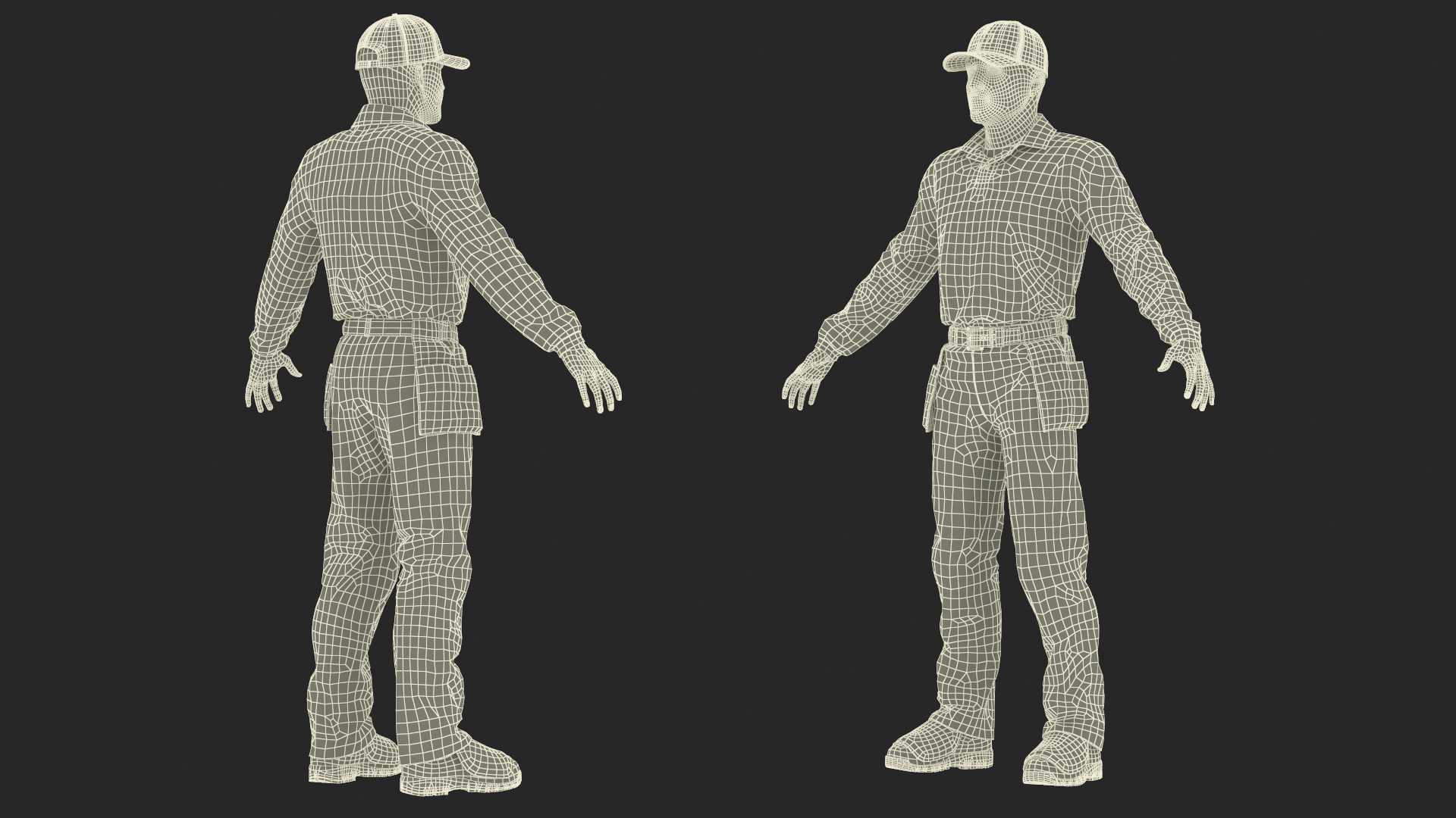 Baseball Umpire in Cap Rigged 3D model