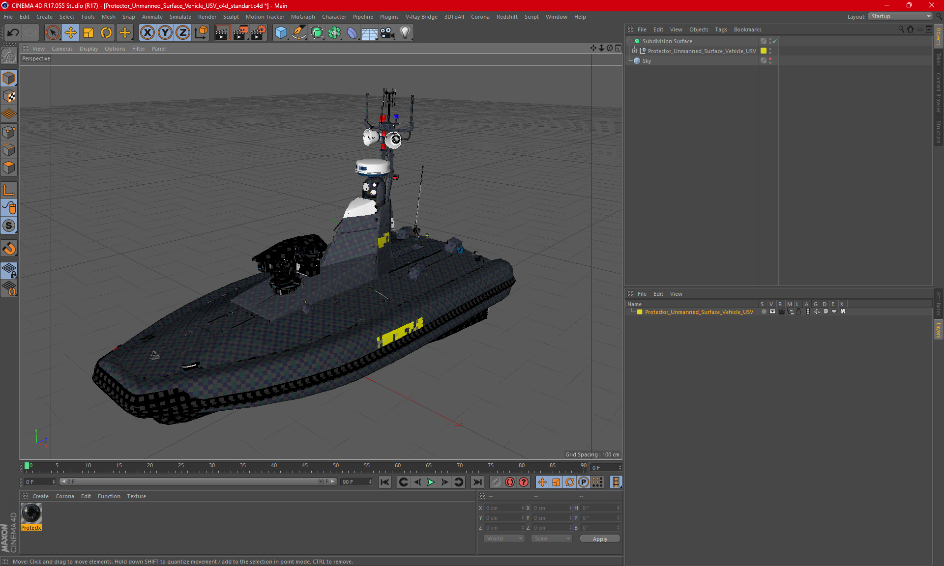 3D Protector Unmanned Surface Vehicle USV model