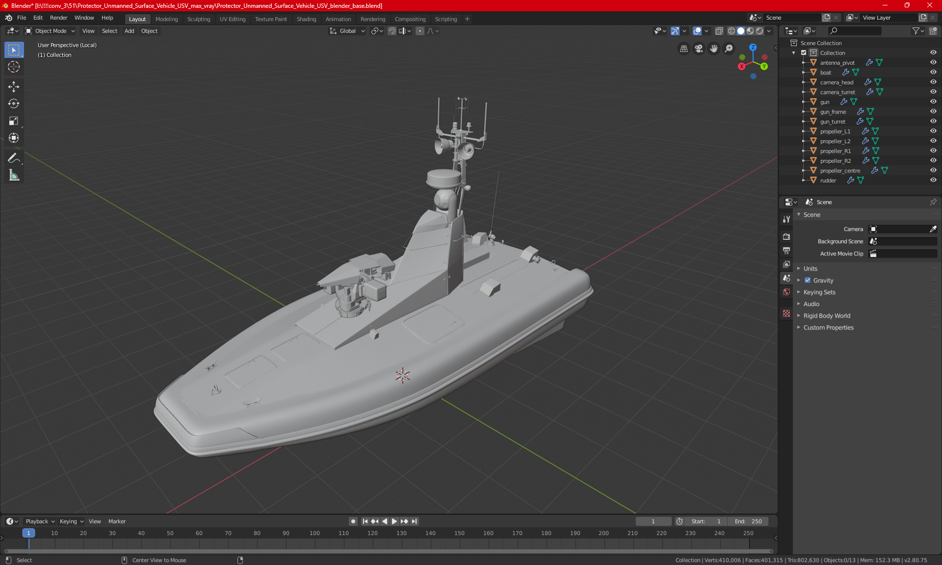 3D Protector Unmanned Surface Vehicle USV model
