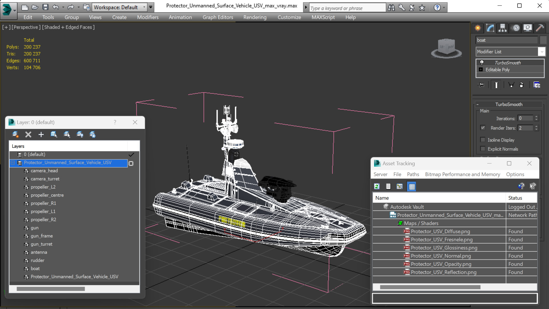3D Protector Unmanned Surface Vehicle USV model