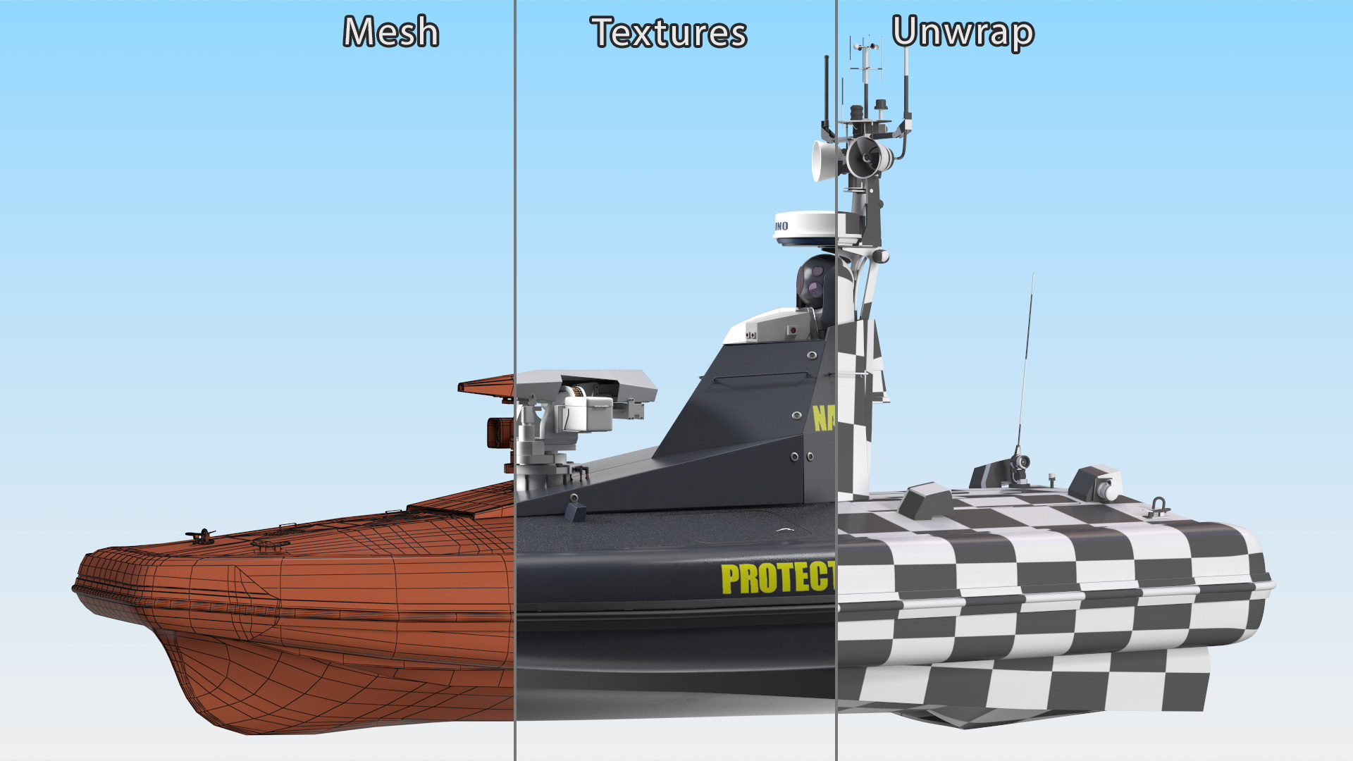 3D Protector Unmanned Surface Vehicle USV model