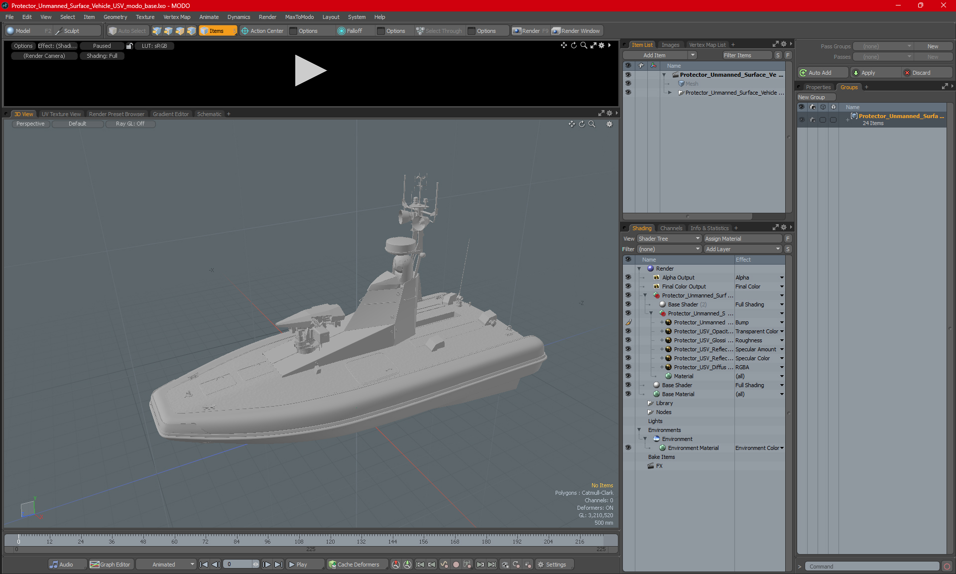 3D Protector Unmanned Surface Vehicle USV model
