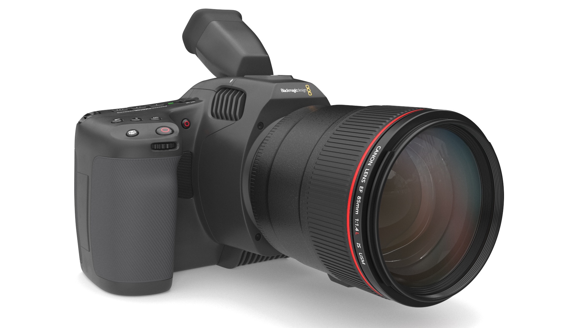 Cinema Camera Blackmagic Design 6K Pro Light On with Lens 3D