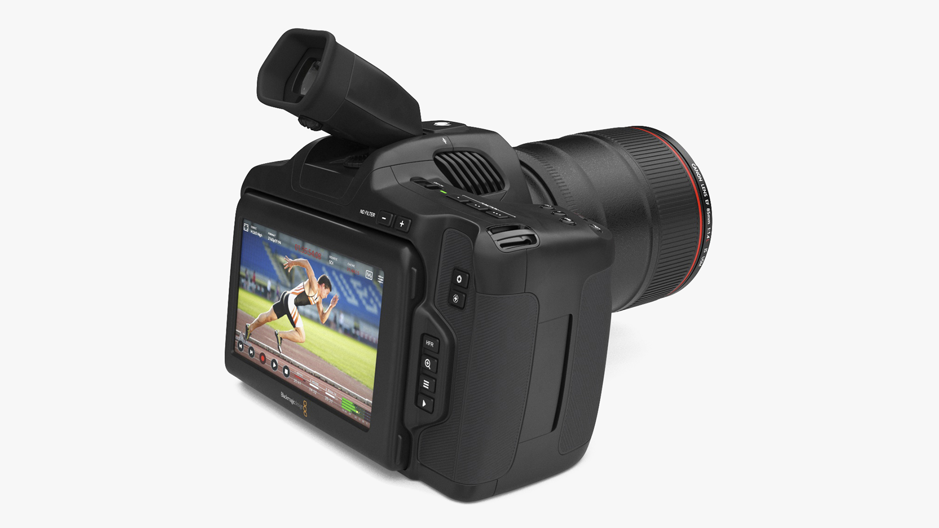 Cinema Camera Blackmagic Design 6K Pro Light On with Lens 3D