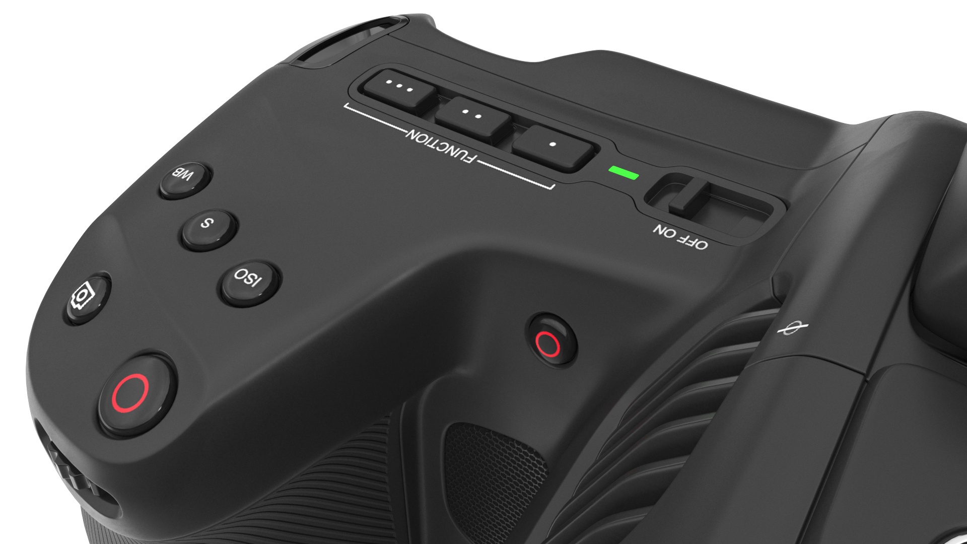 Cinema Camera Blackmagic Design 6K Pro Light On with Lens 3D
