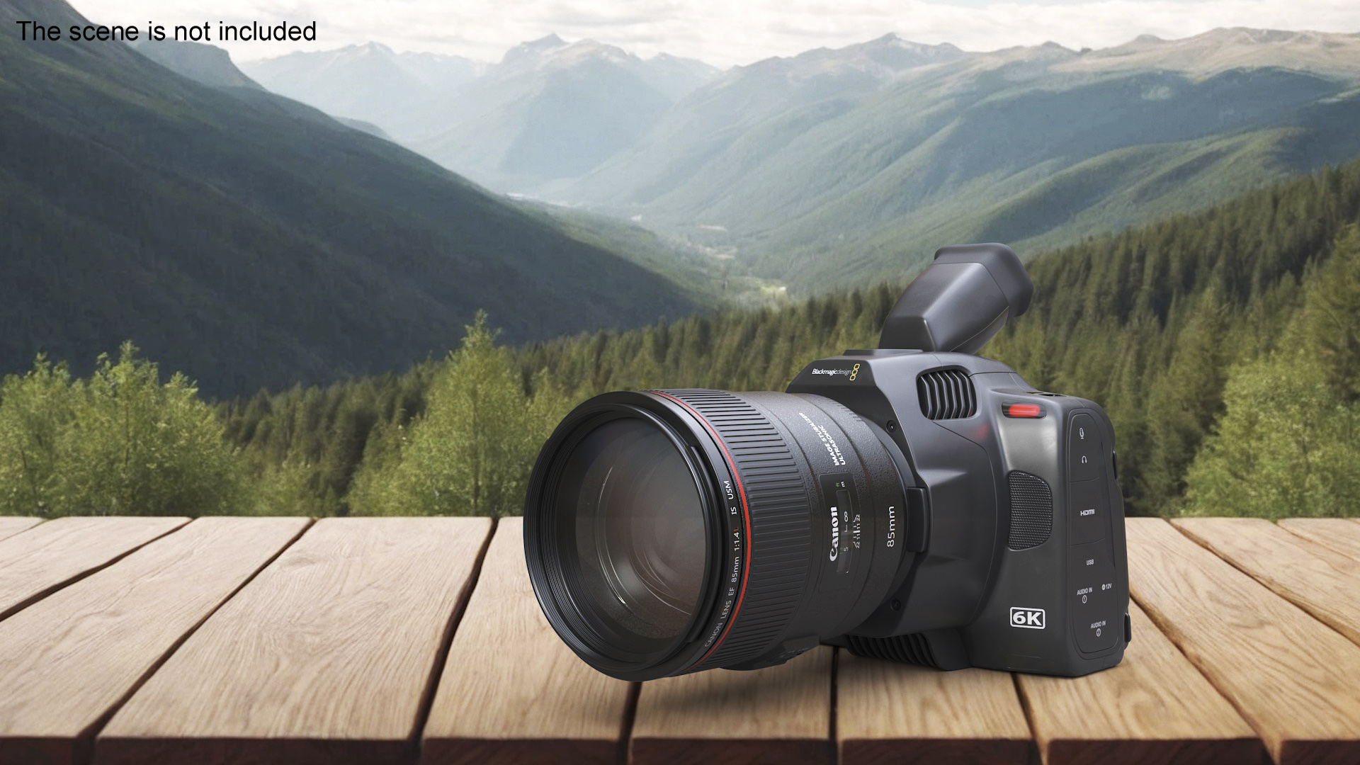 Cinema Camera Blackmagic Design 6K Pro Light On with Lens 3D