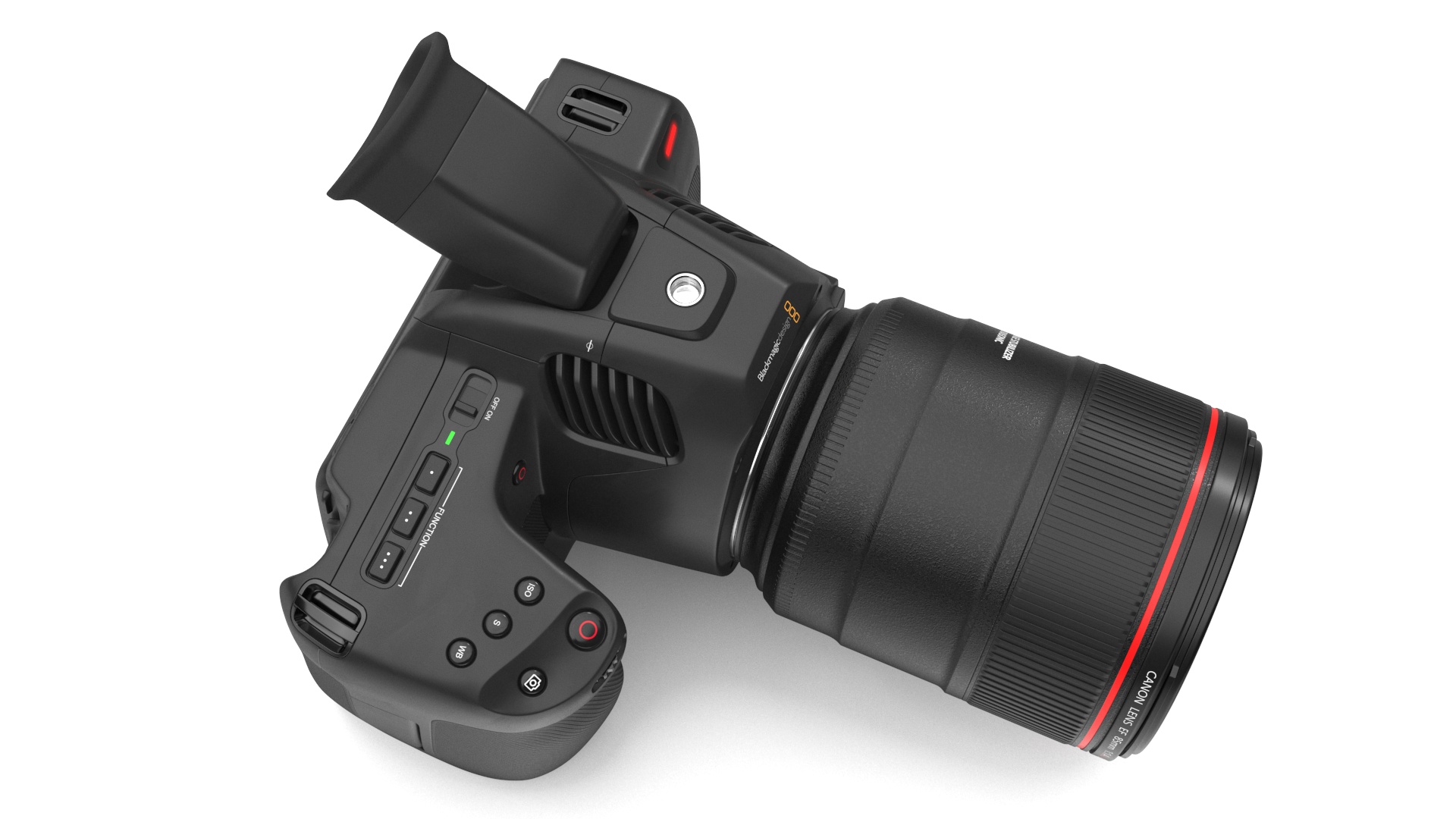 Cinema Camera Blackmagic Design 6K Pro Light On with Lens 3D