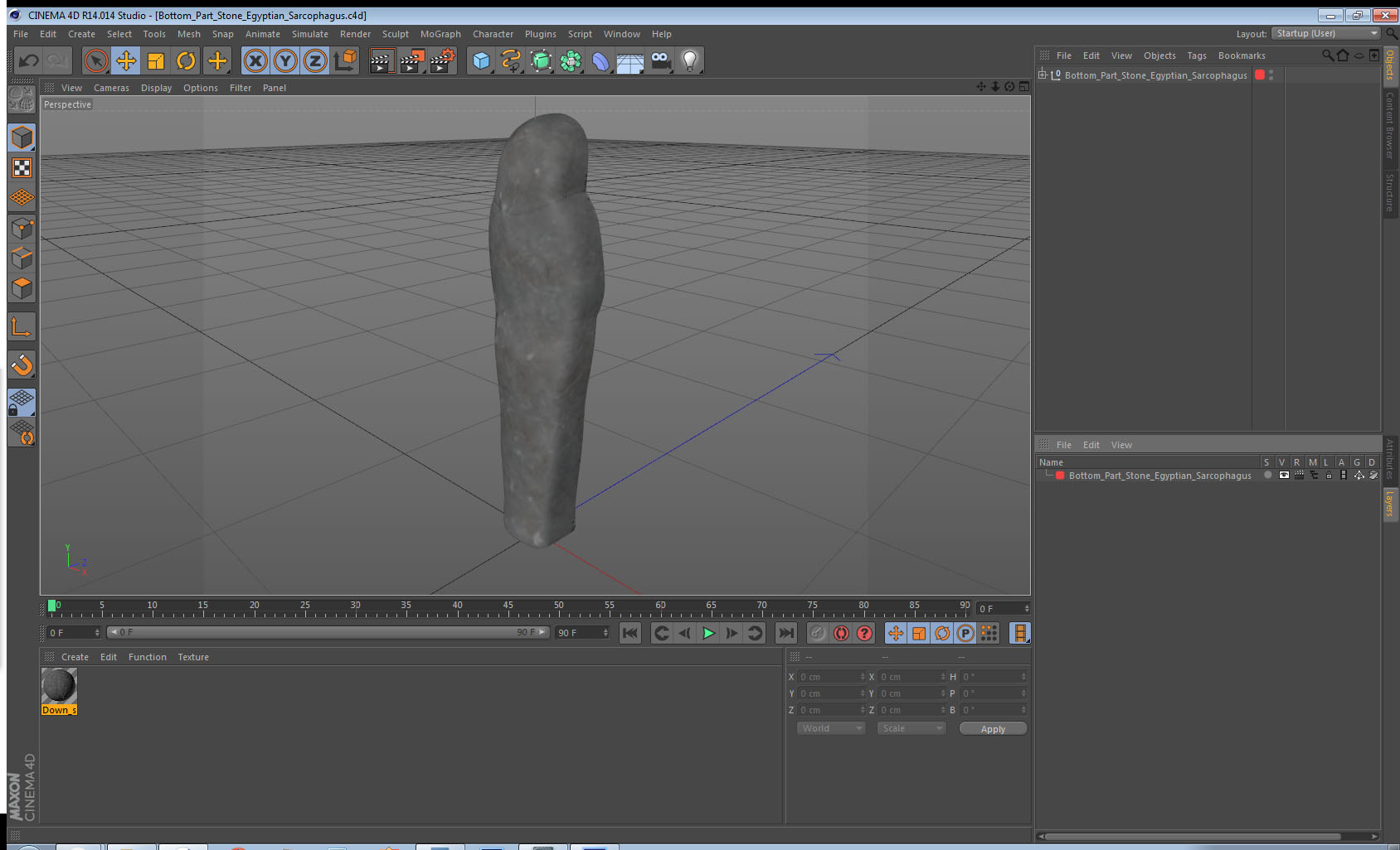 3D Bottom Part Stone Egyptian Sarcophagus model