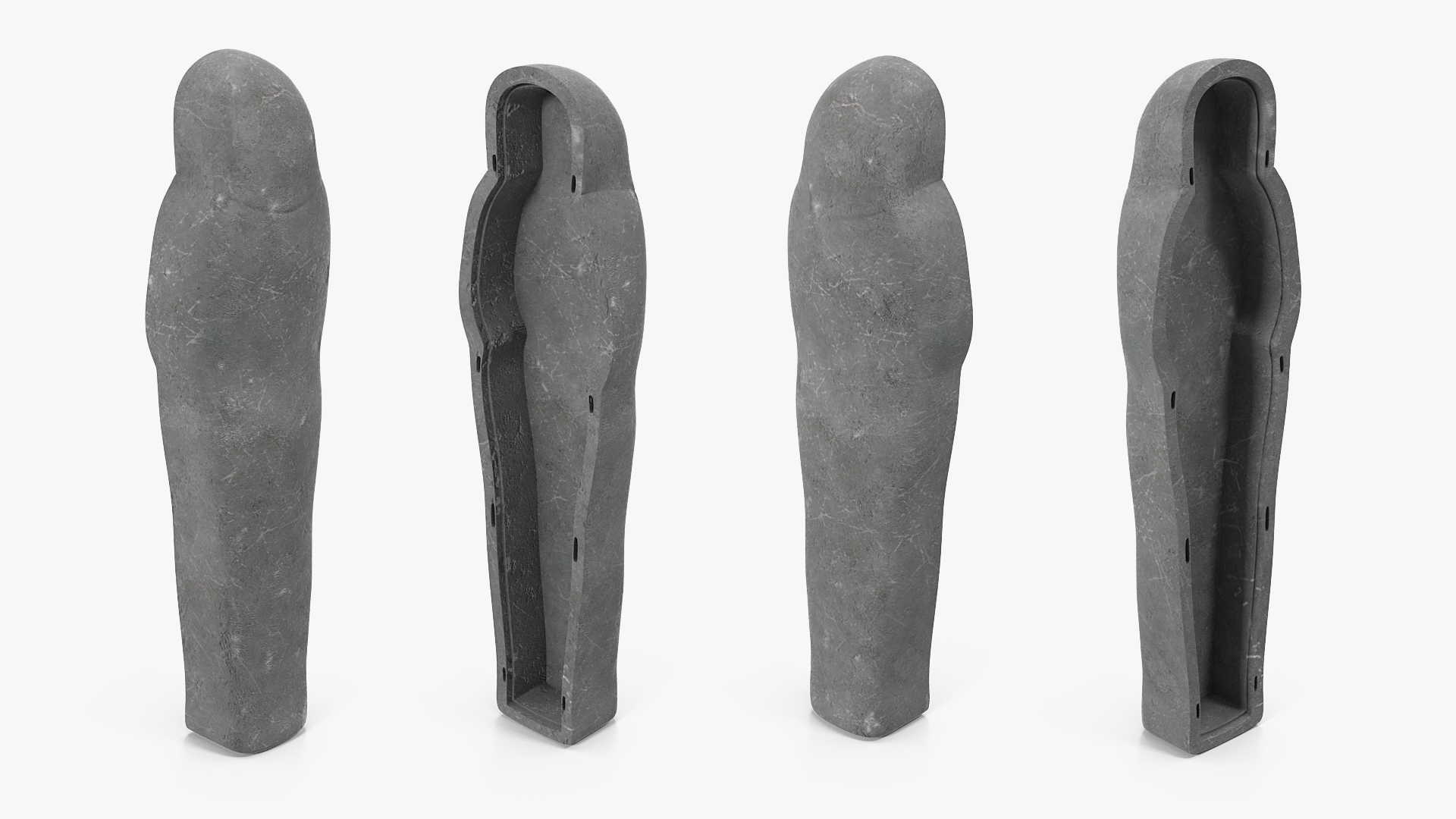 3D Bottom Part Stone Egyptian Sarcophagus model