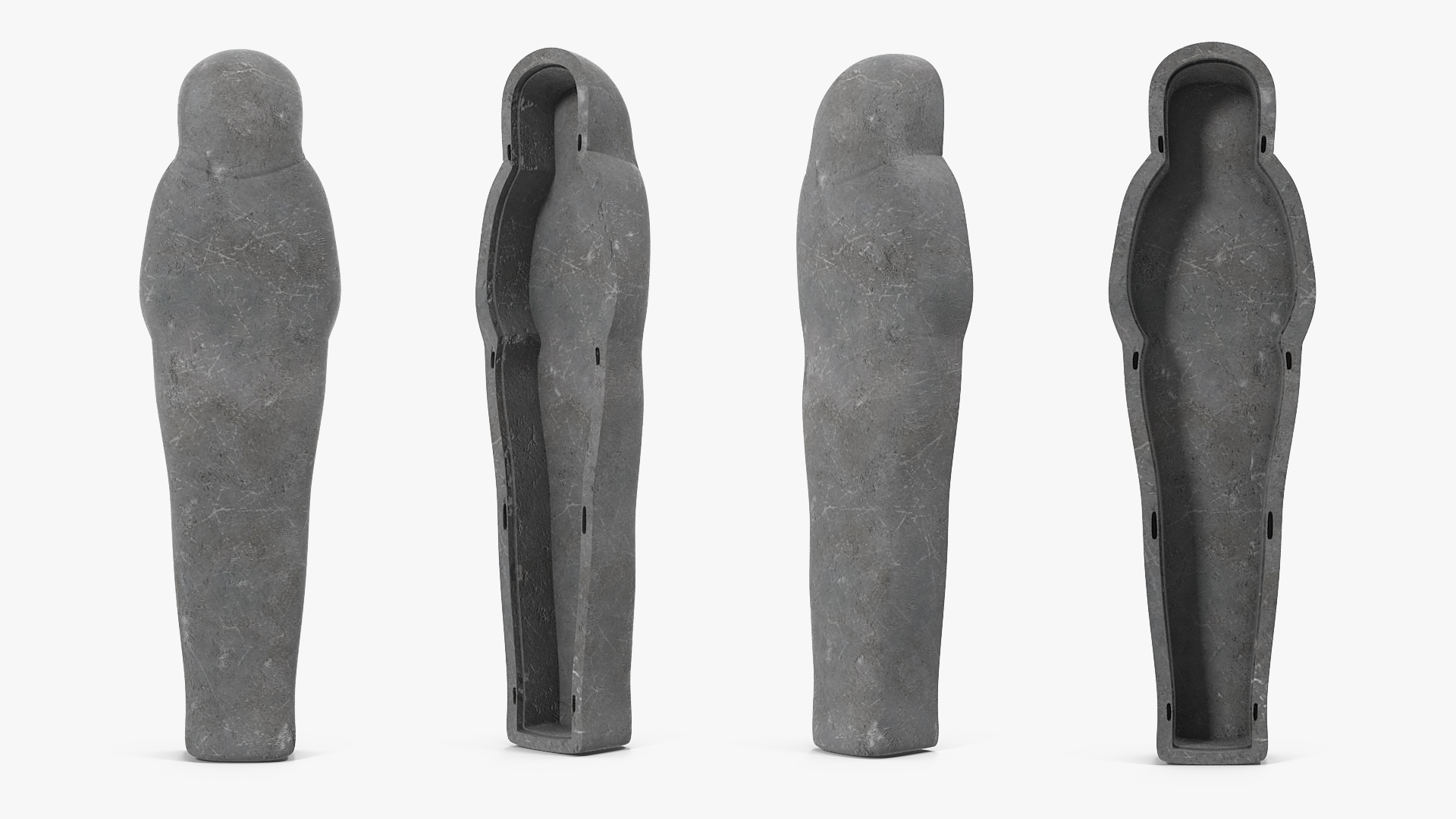3D Bottom Part Stone Egyptian Sarcophagus model