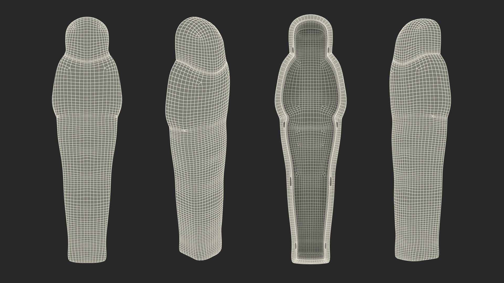 3D Bottom Part Stone Egyptian Sarcophagus model