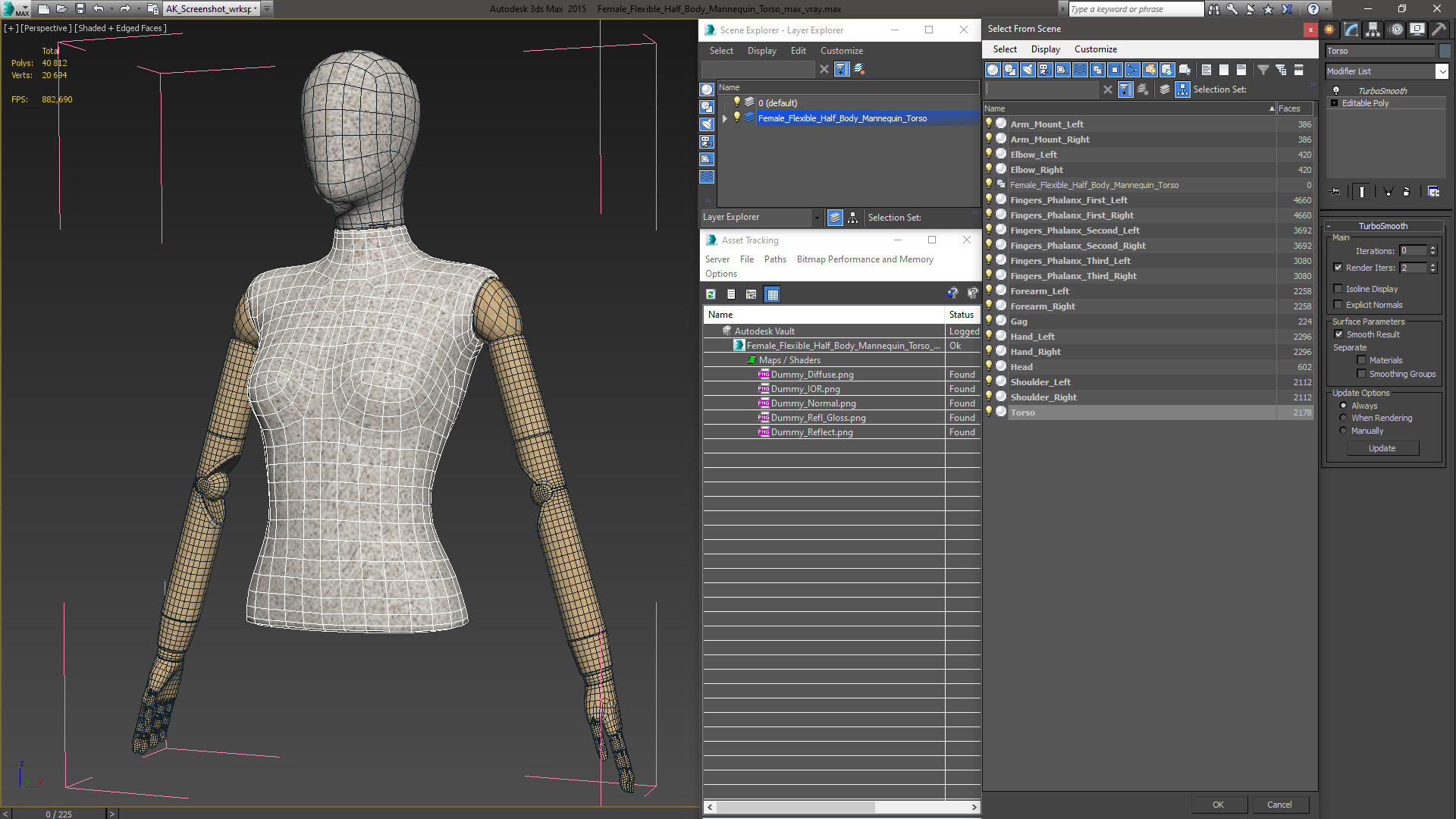 3D Female Flexible Half Body Mannequin Torso