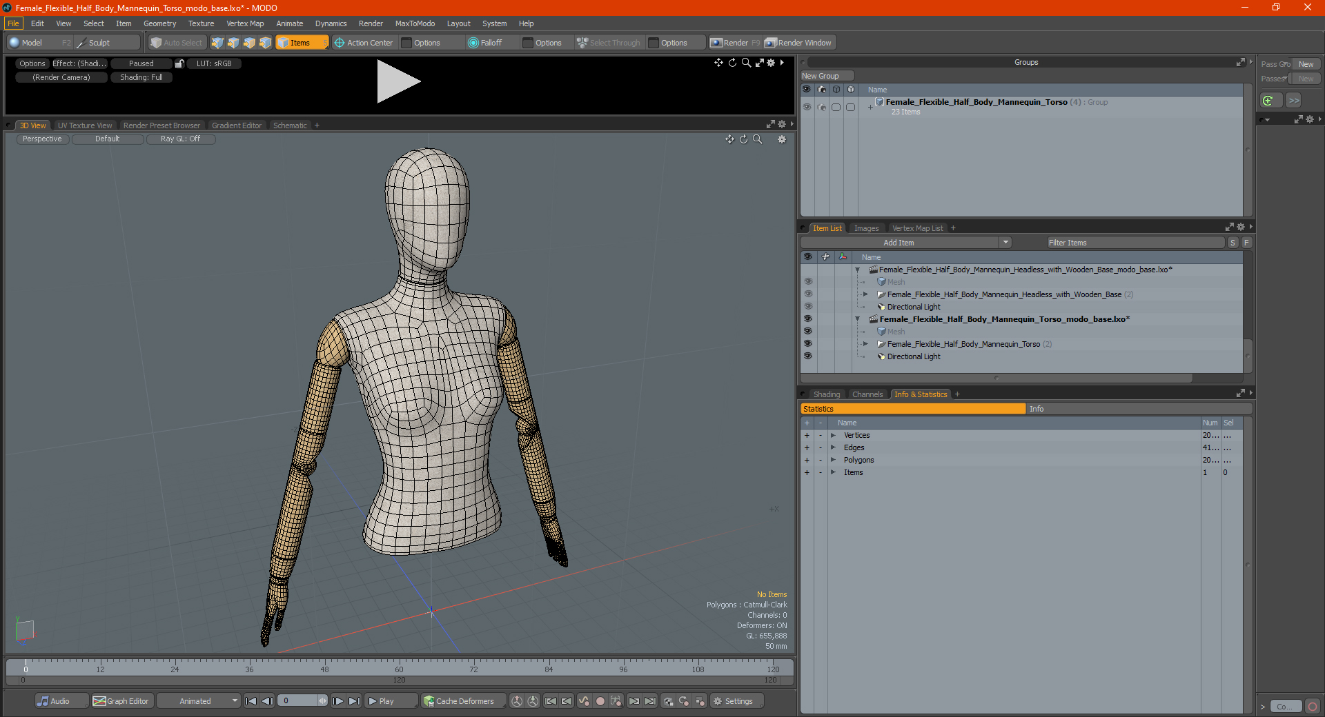 3D Female Flexible Half Body Mannequin Torso
