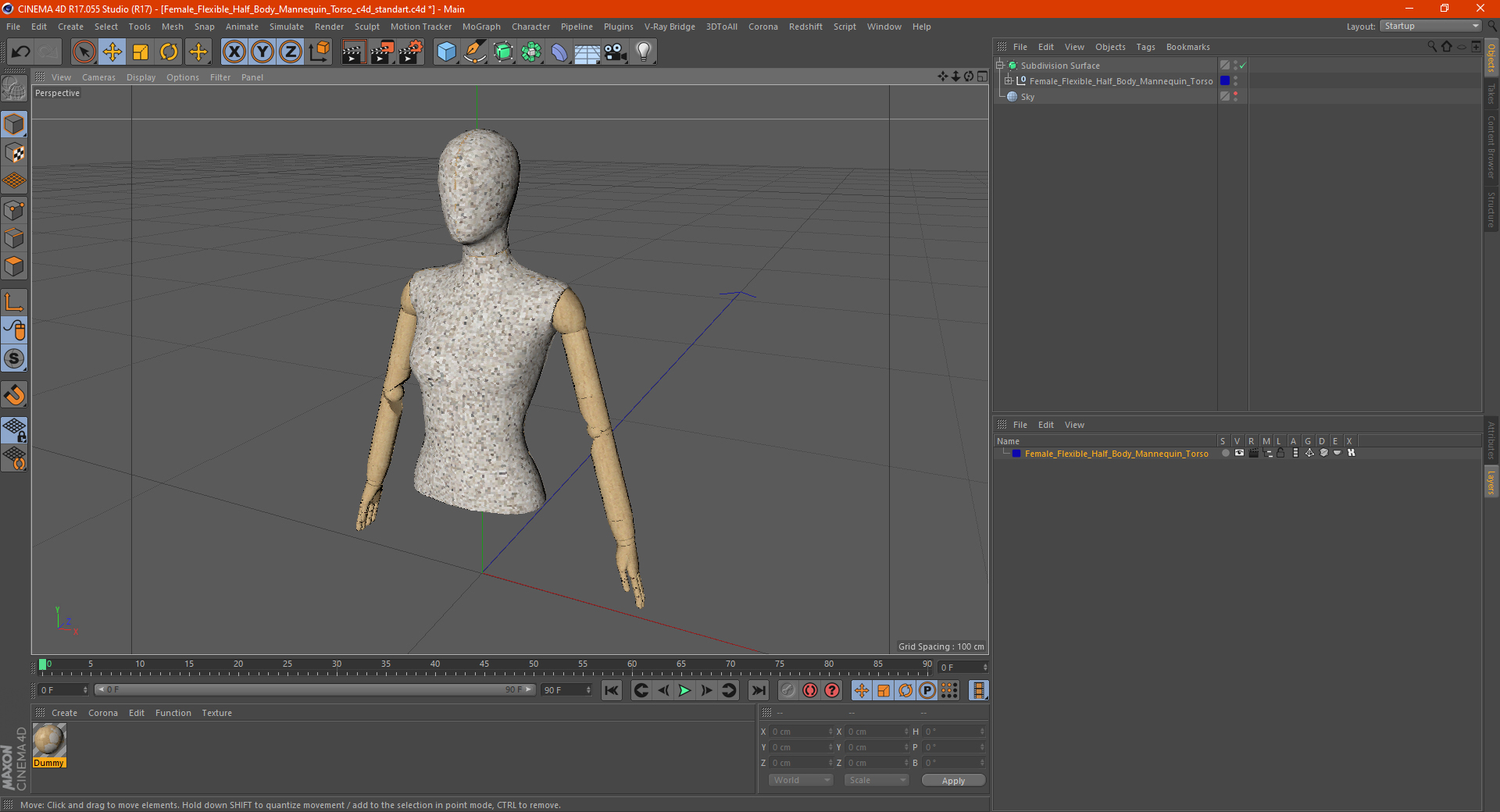 3D Female Flexible Half Body Mannequin Torso