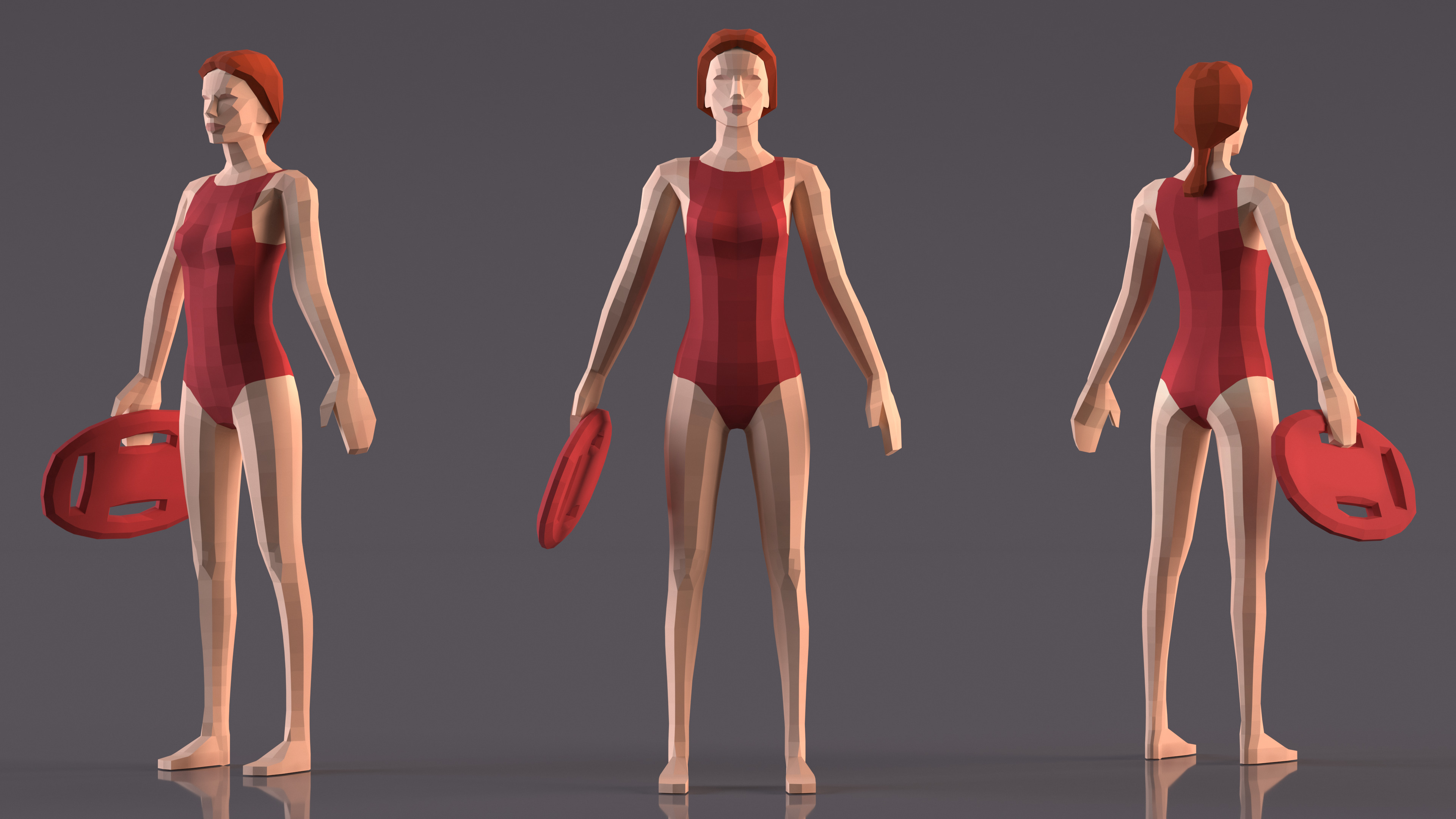 3D model Lifeguard Low Poly Rigged