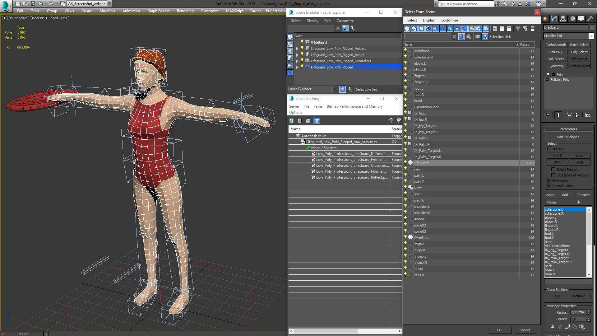 3D model Lifeguard Low Poly Rigged