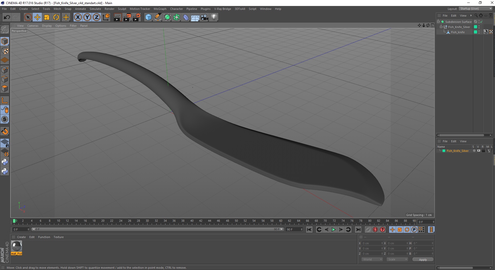 Fish Knife Silver 3D