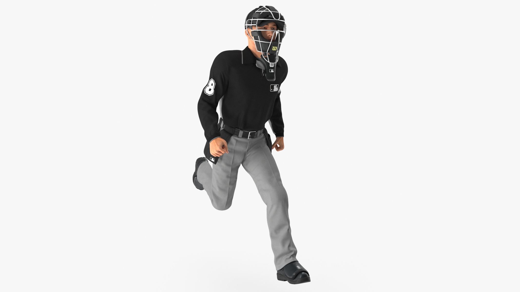 3D Baseball Umpire with Protective Mask Rigged model