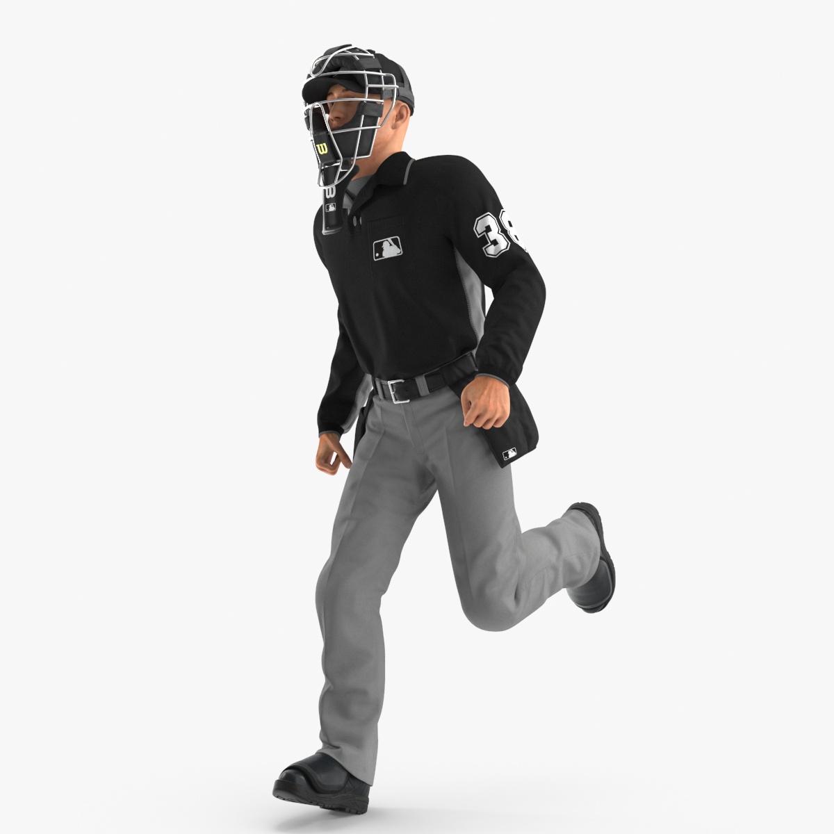 3D Baseball Umpire with Protective Mask Rigged model