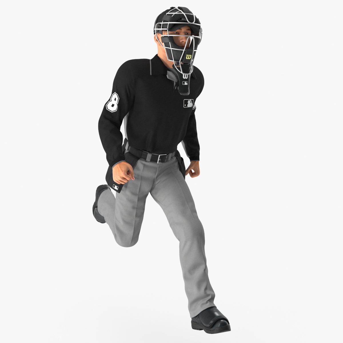 3D Baseball Umpire with Protective Mask Rigged model