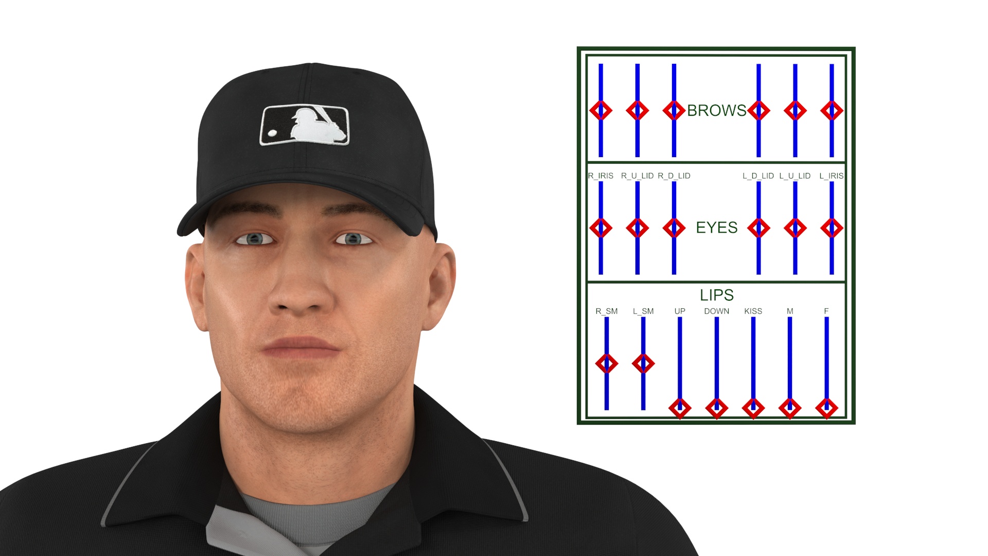 3D Baseball Umpire with Protective Mask Rigged model