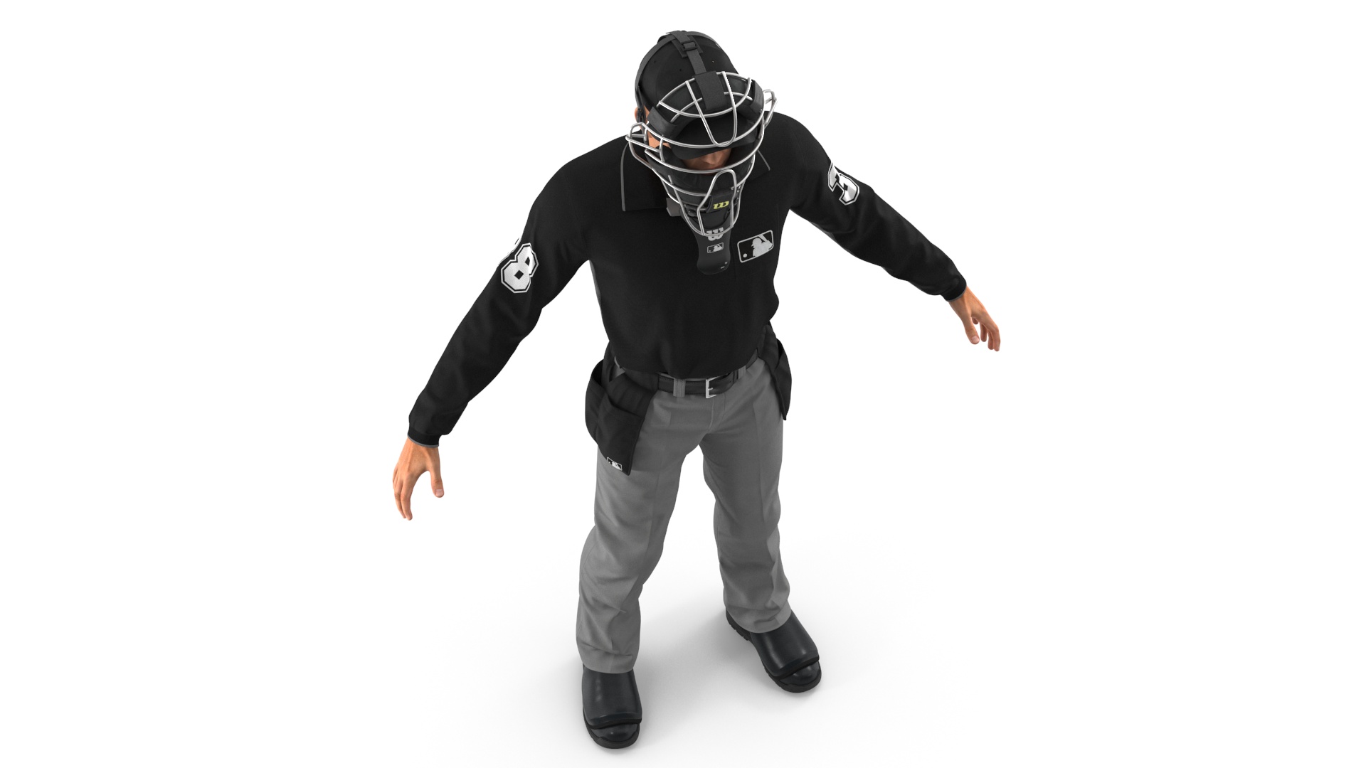 3D Baseball Umpire with Protective Mask Rigged model